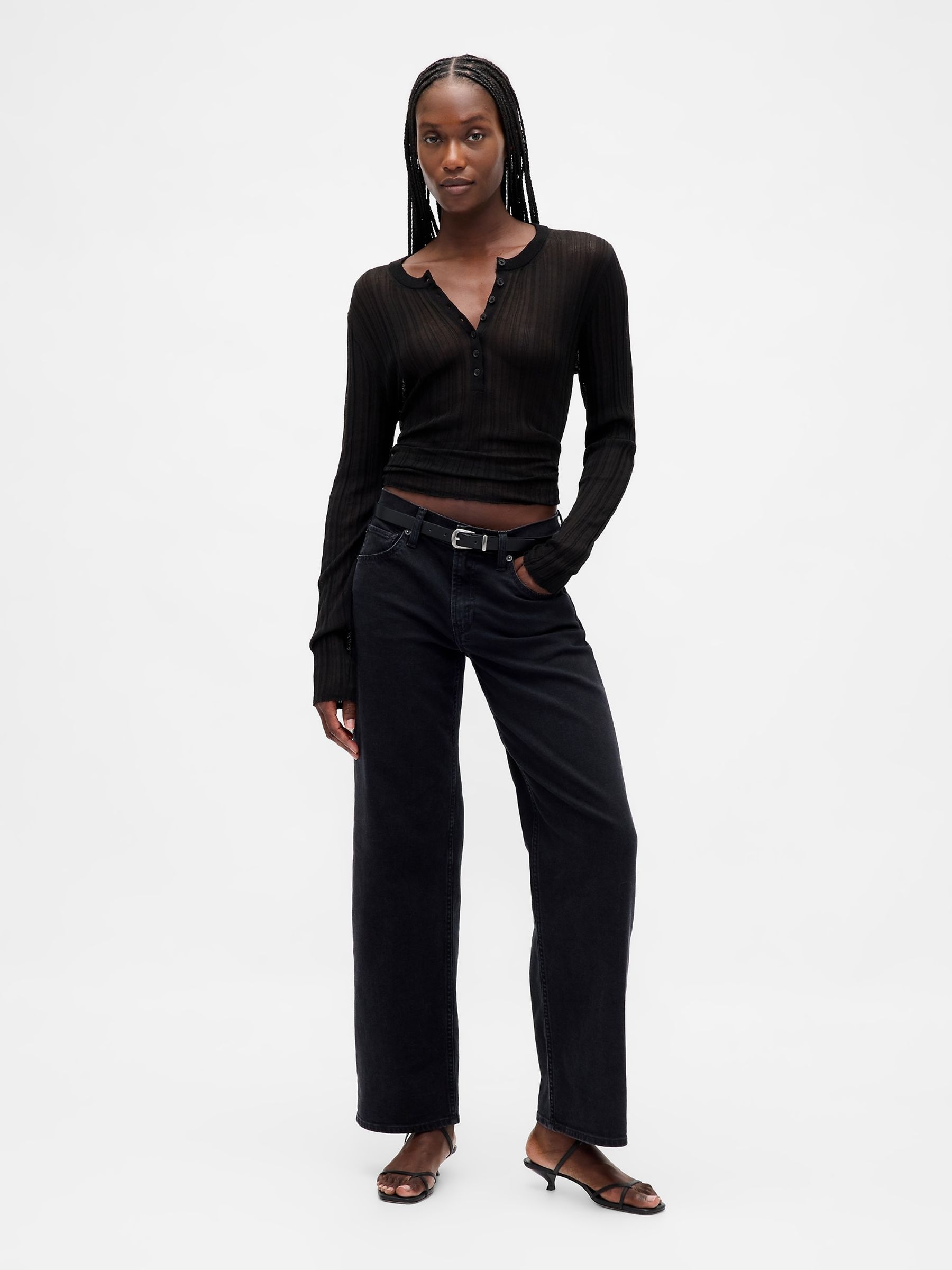 Black Low Waisted '90s Loose Jeans - Image 4 of 5