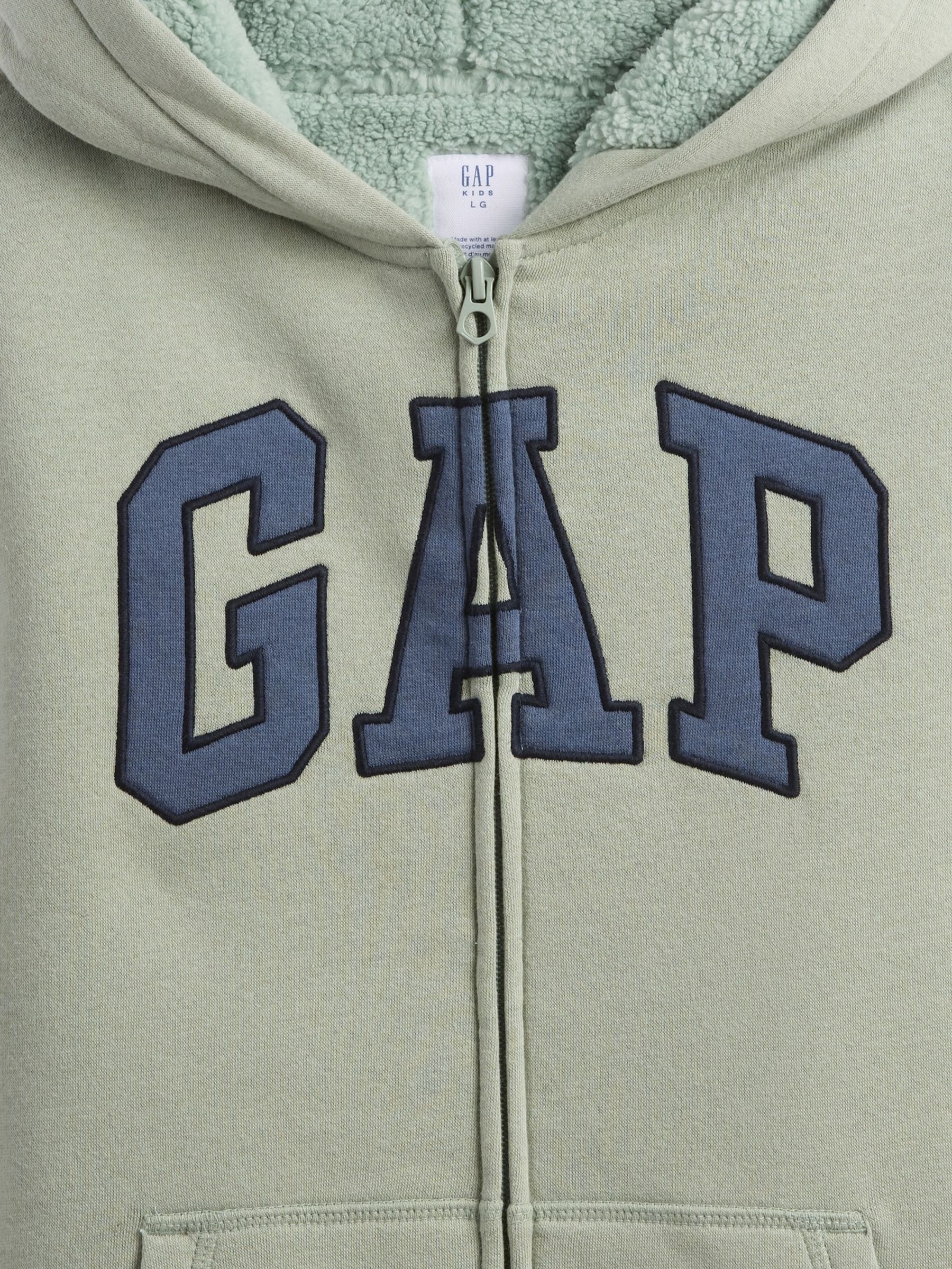 Green Logo Sherpa-Lined Zip Hoodie - Image 3 of 3