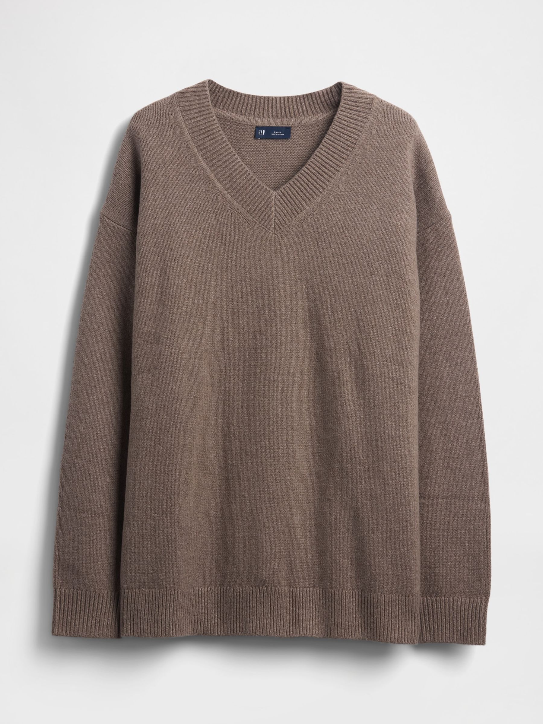 Brown Oversized Soft Touch V-Neck Sweatshirt - Image 1 of 2