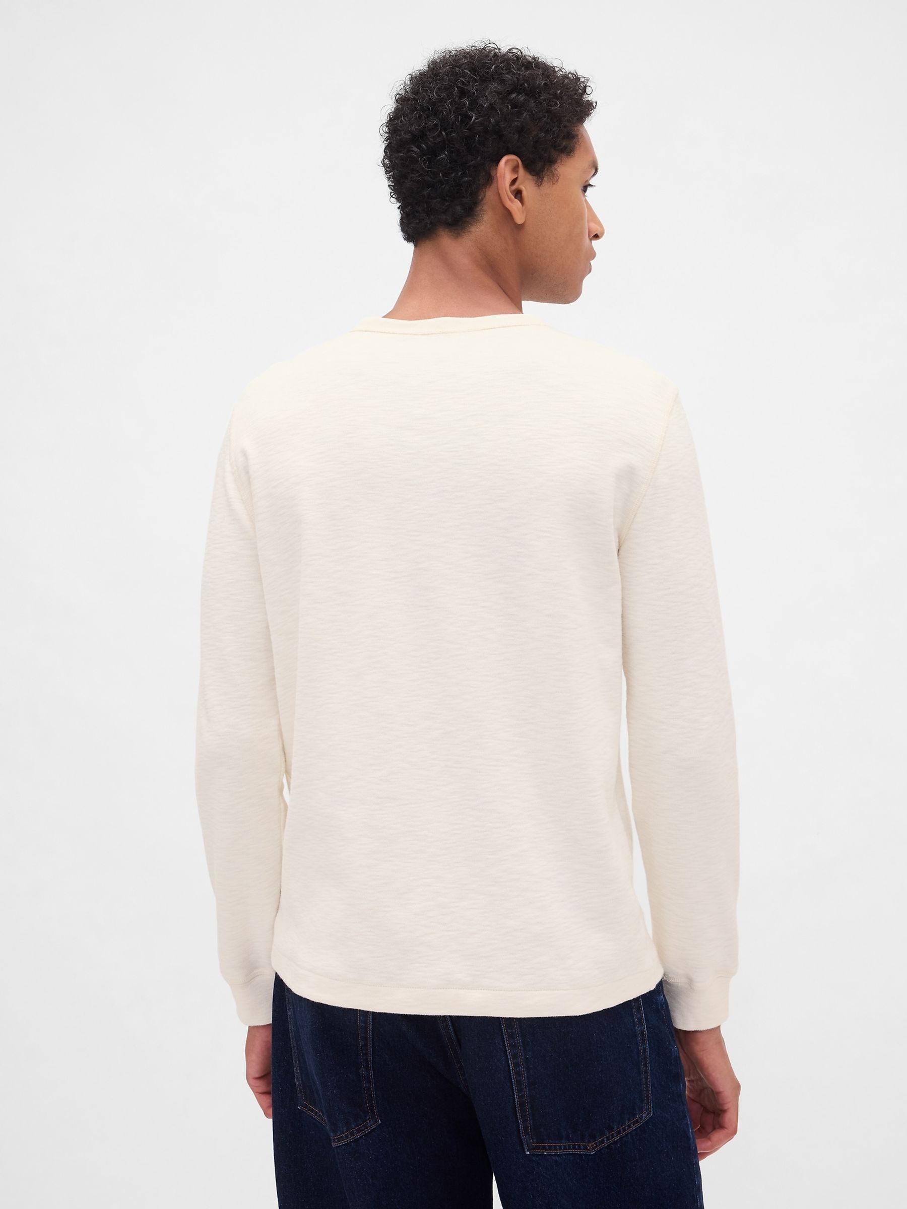 White Double-Knit Henley T-Shirt - Image 2 of 4