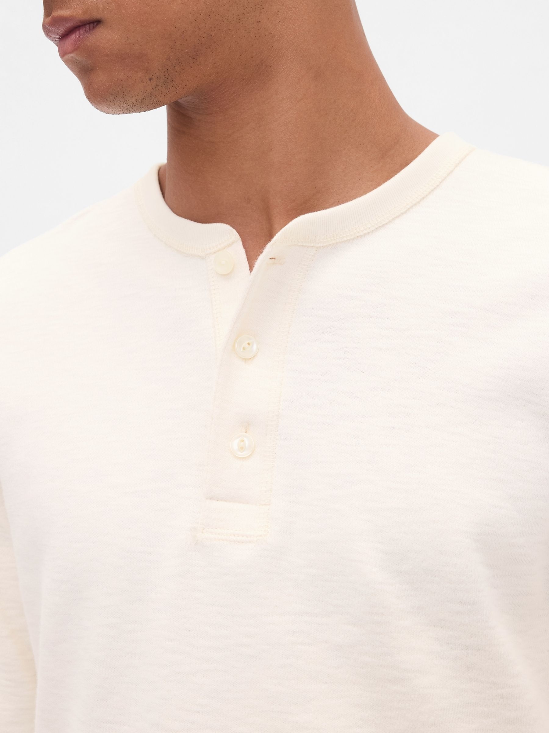 White Double-Knit Henley T-Shirt - Image 4 of 4