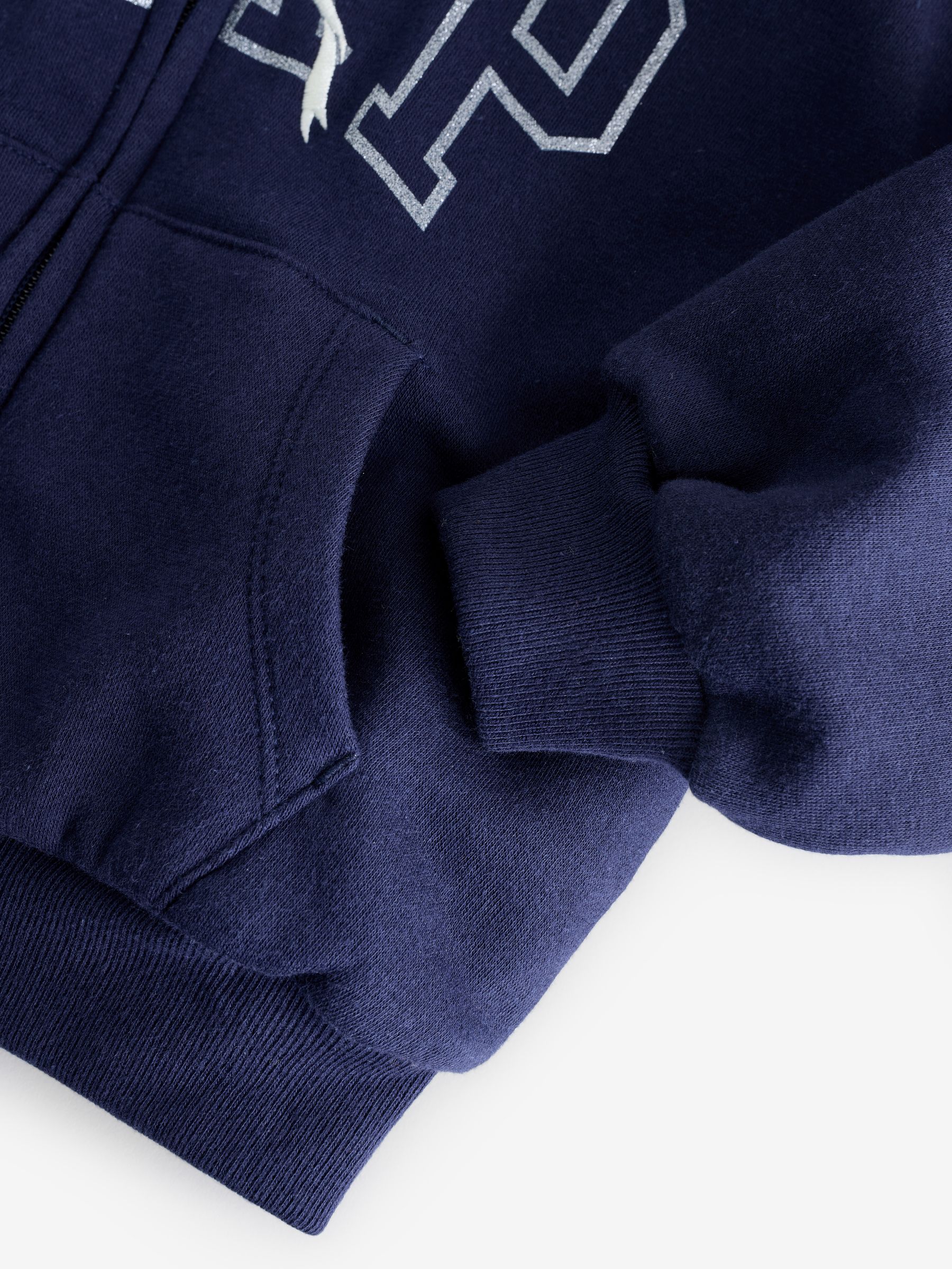 Navy Blue Logo Fluffy Sherpa Zip-Up Hoodie (4-13yrs) - Image 4 of 4 Navy Blue Logo Fluffy Sherpa Zip-Up Hoodie (4-13yrs) - Image 4 of 4