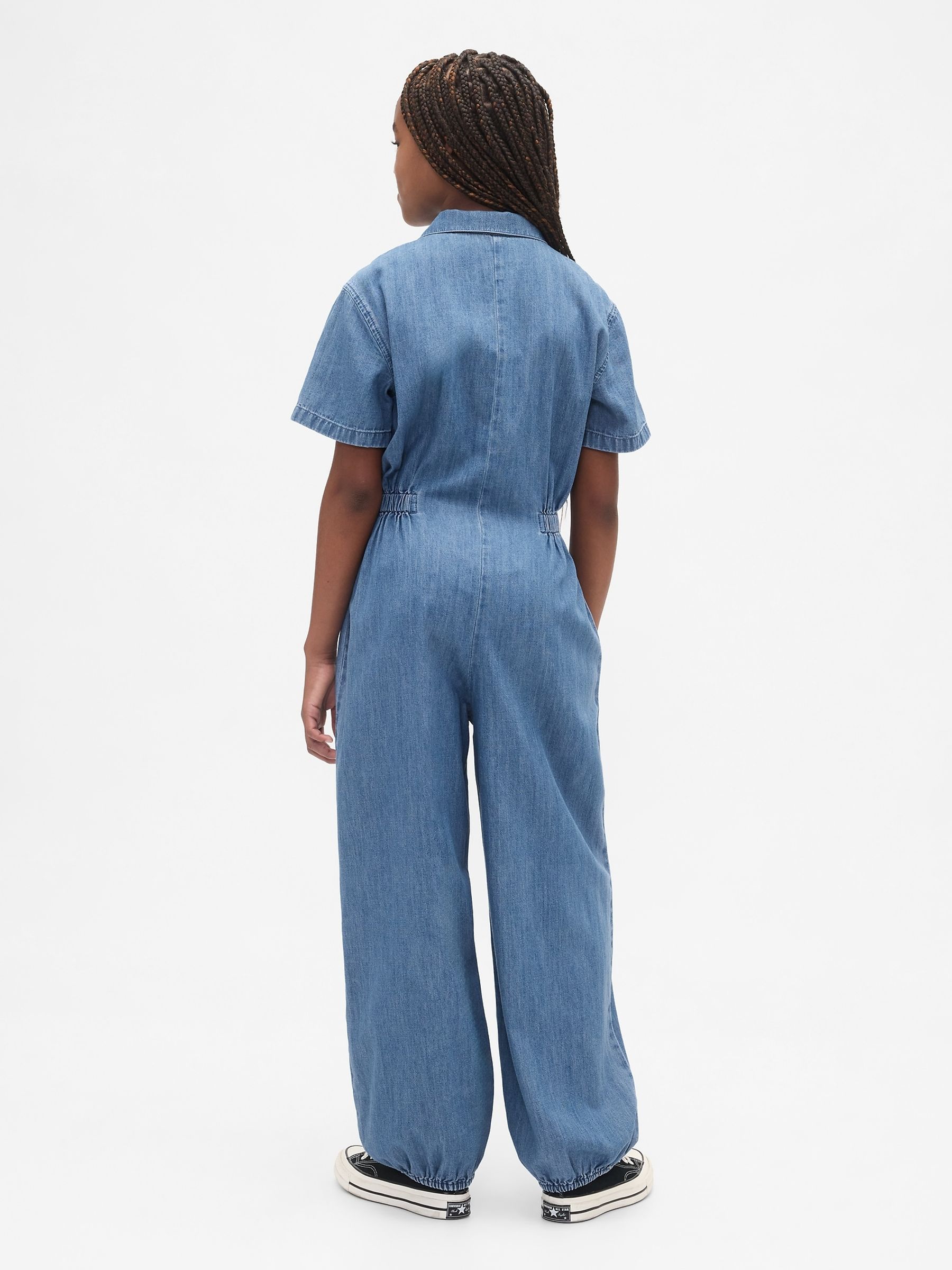 Blue Denim Jogger Jumpsuit - Image 2 of 4