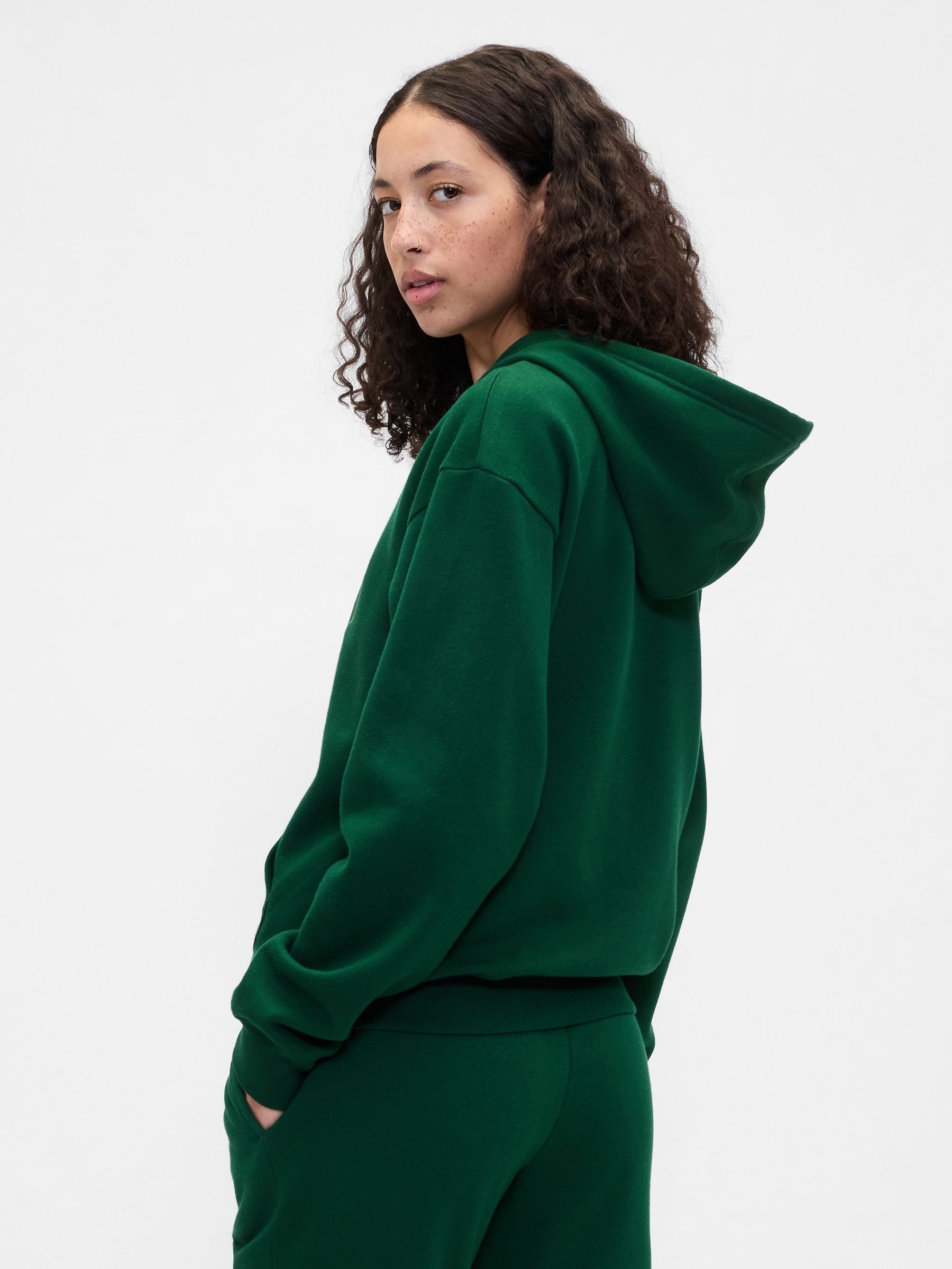 Green Vintage Logo Zip Up Hoodie - Image 2 of 5