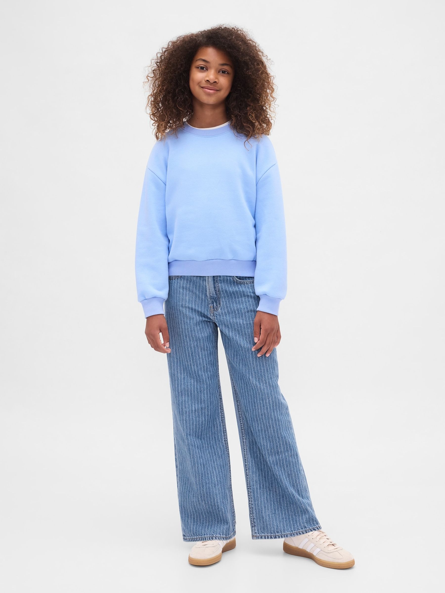 Blue Low Waisted Stride Wide Leg Jeans (5-13yrs) - Image 3 of 5