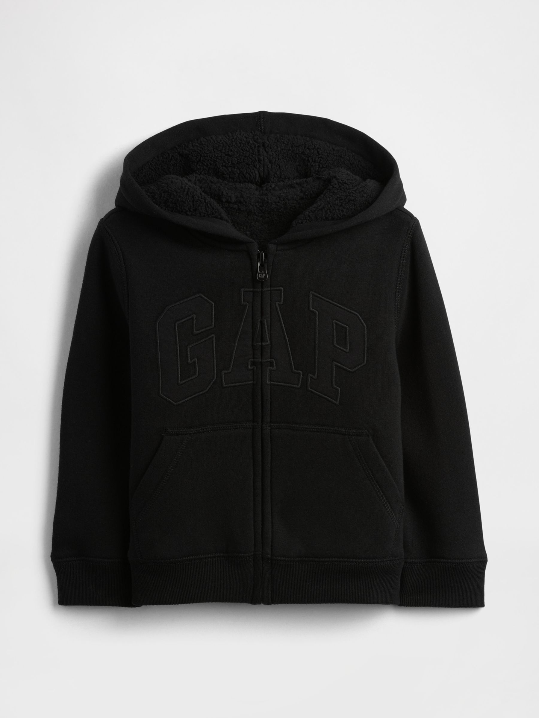 Black Logo Sherpa Zip Hoodie (6mths-5yrs) - Image 1 of 3