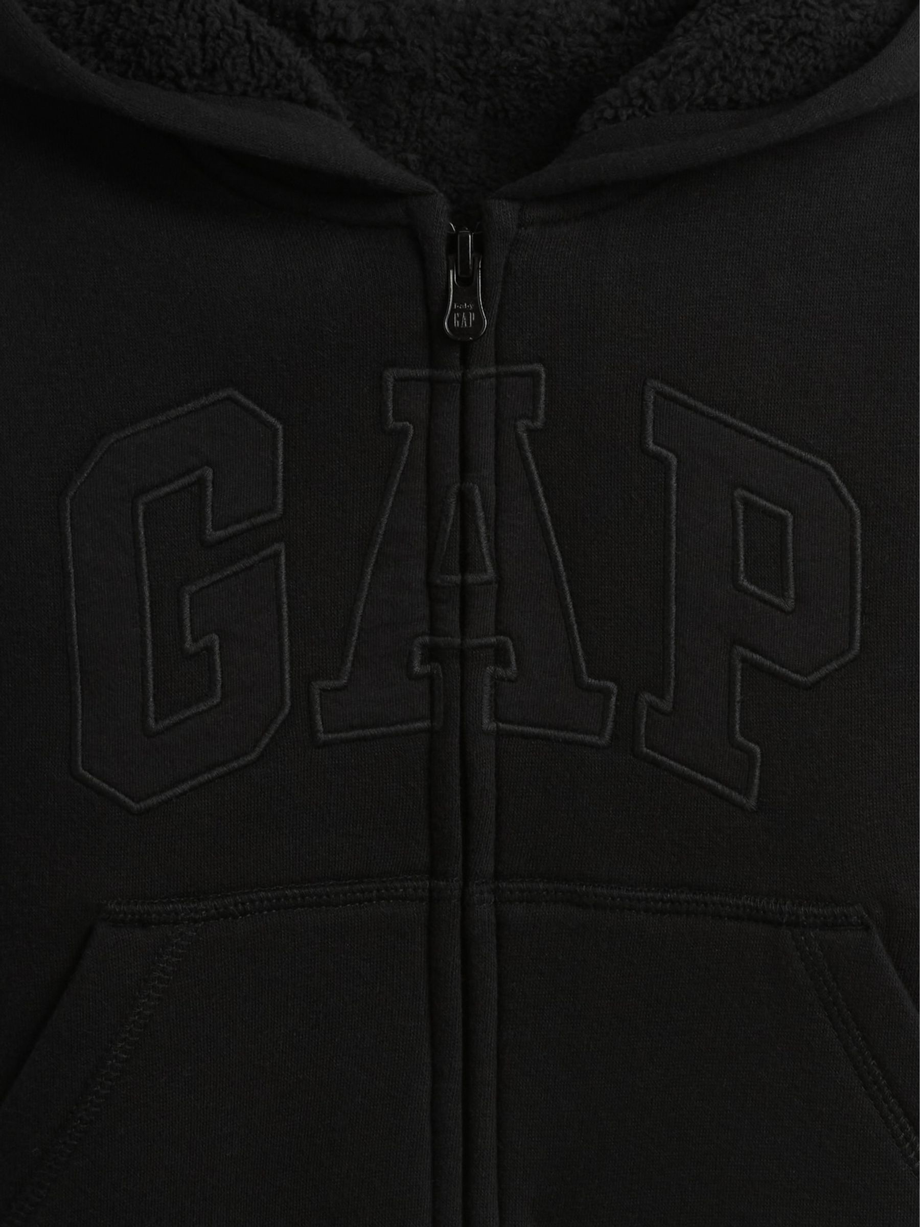 Black Logo Sherpa Zip Hoodie (6mths-5yrs) - Image 3 of 3