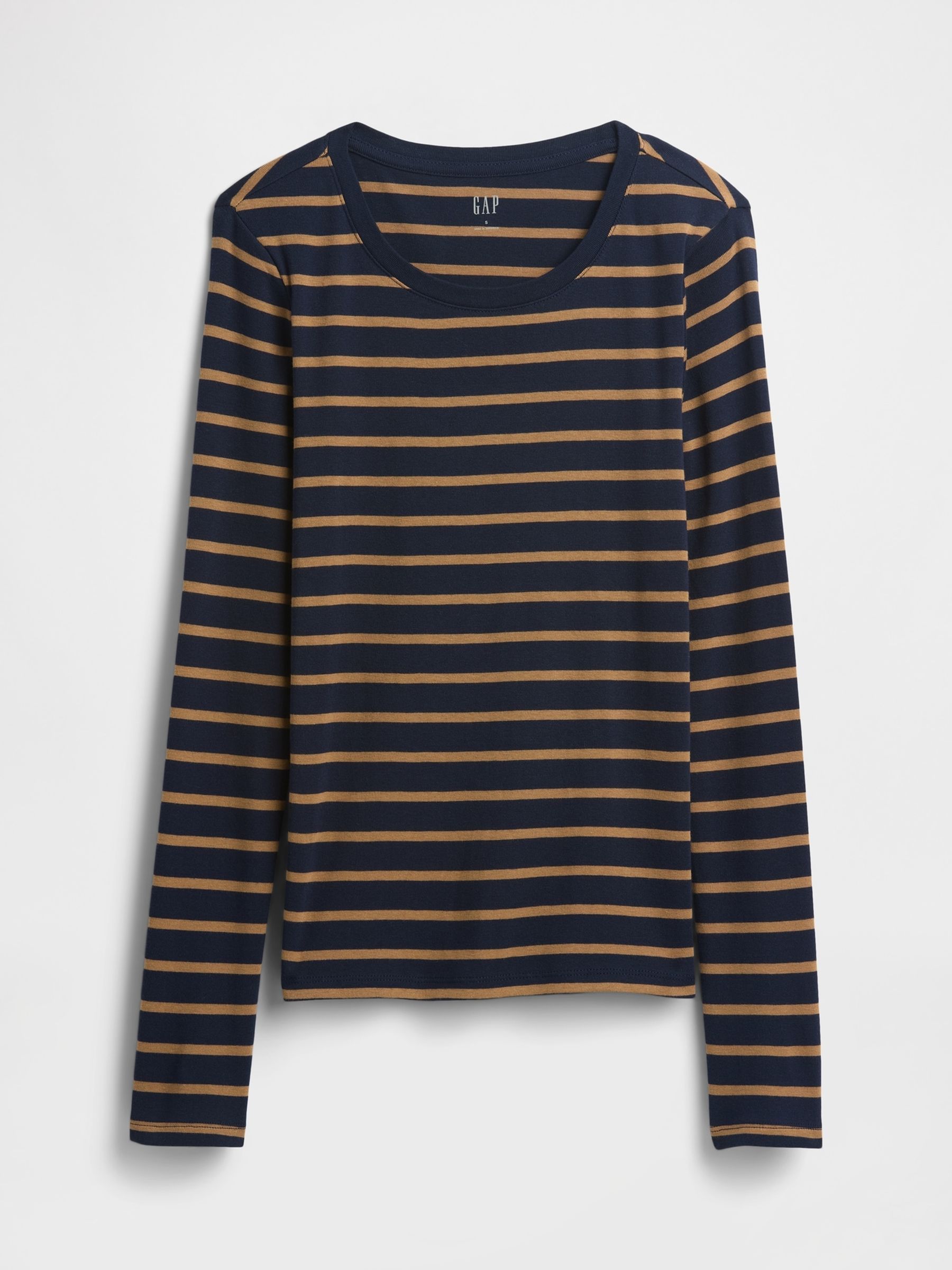 Blue Modern Crewneck Long Sleeve T-Shirt - Image 5 of 5
