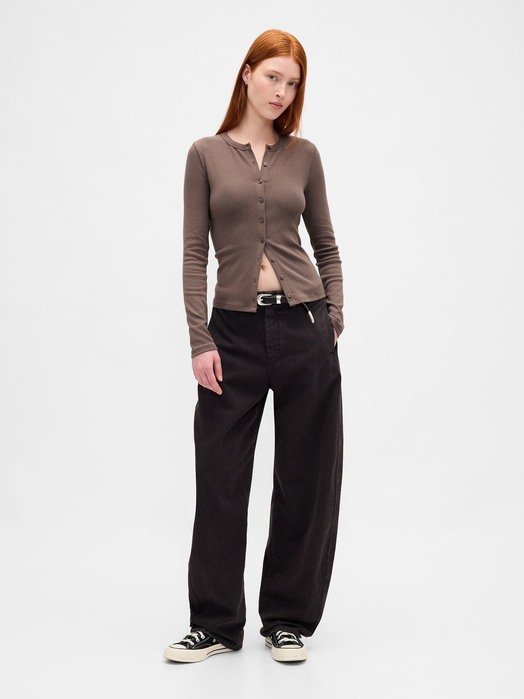 Mid Brown Modern Crew Neck Cardigan - Image 3 of 4