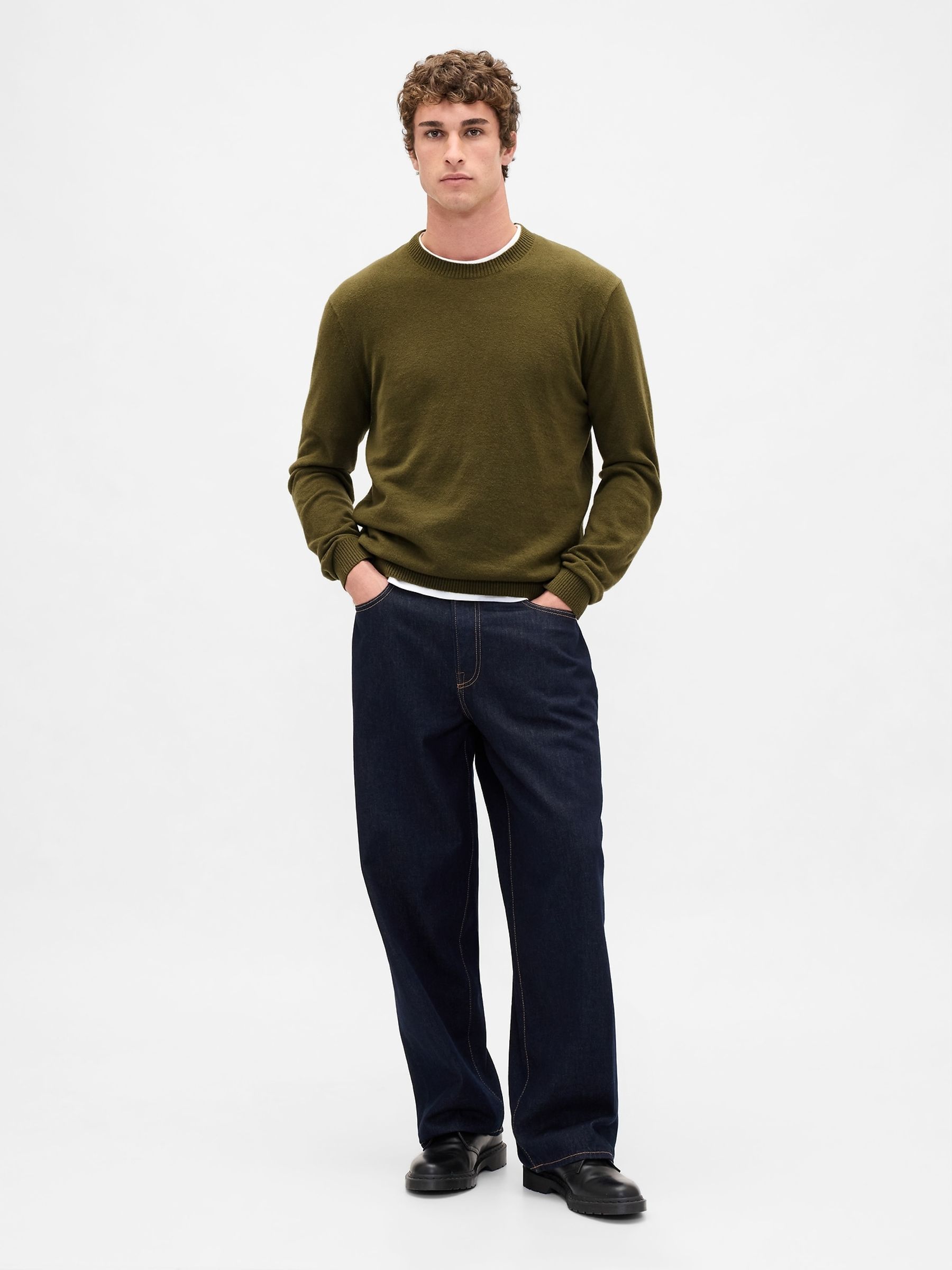 Green CashSoft Crew Sweatshirt - Image 3 of 4