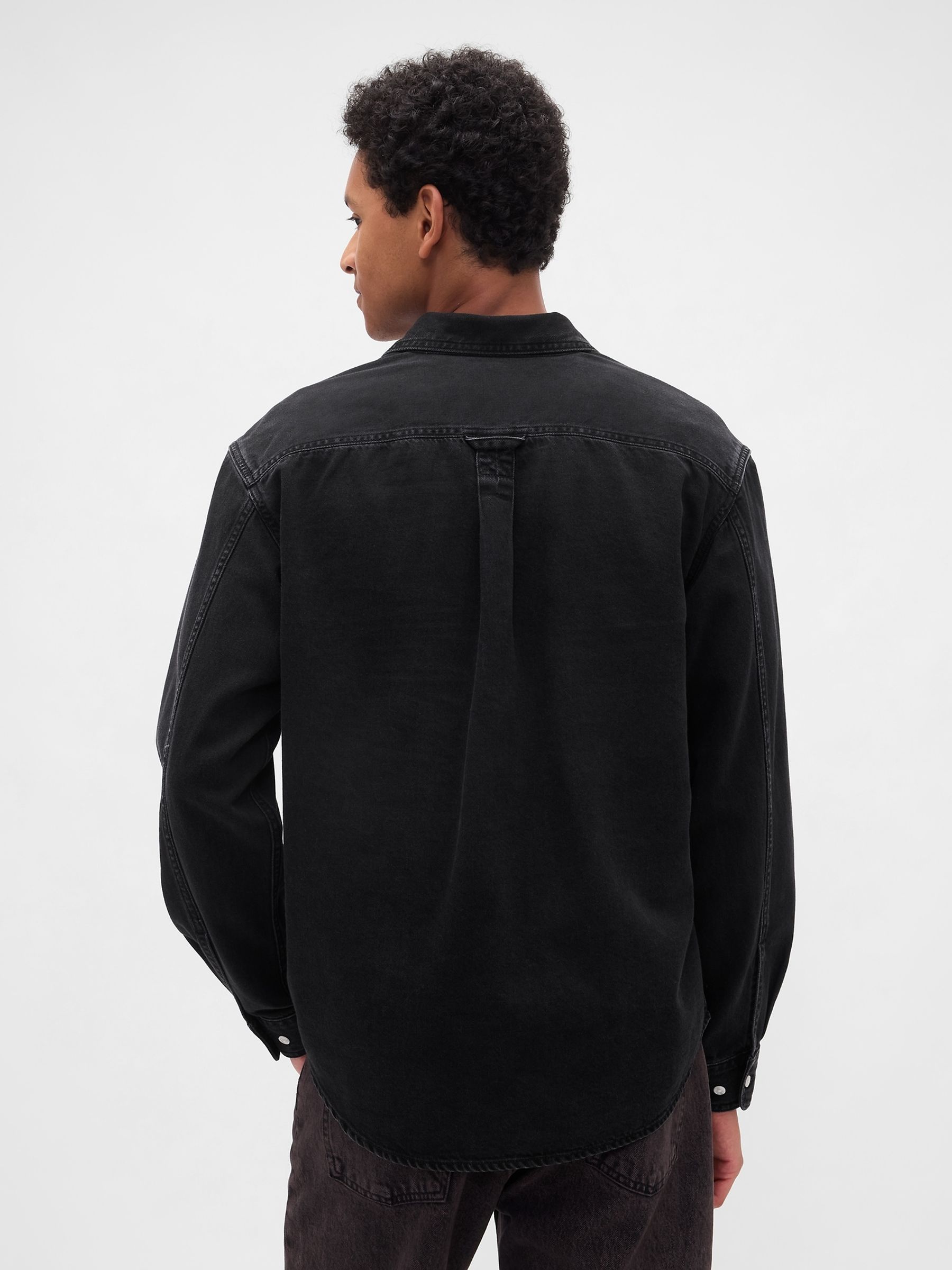 Black UltraSoft Denim Relaxed Shirt - Image 2 of 4