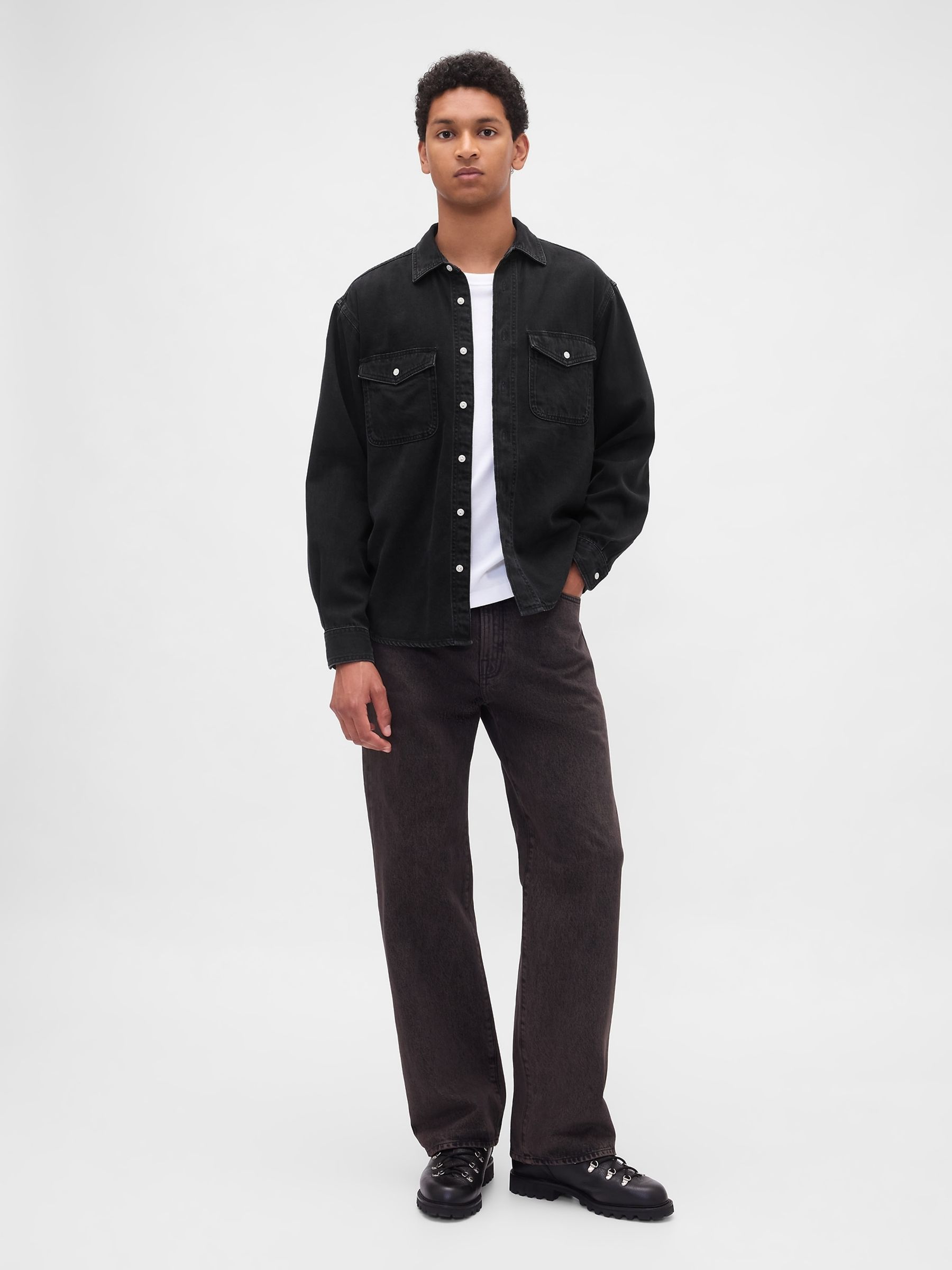 Black UltraSoft Denim Relaxed Shirt - Image 3 of 4