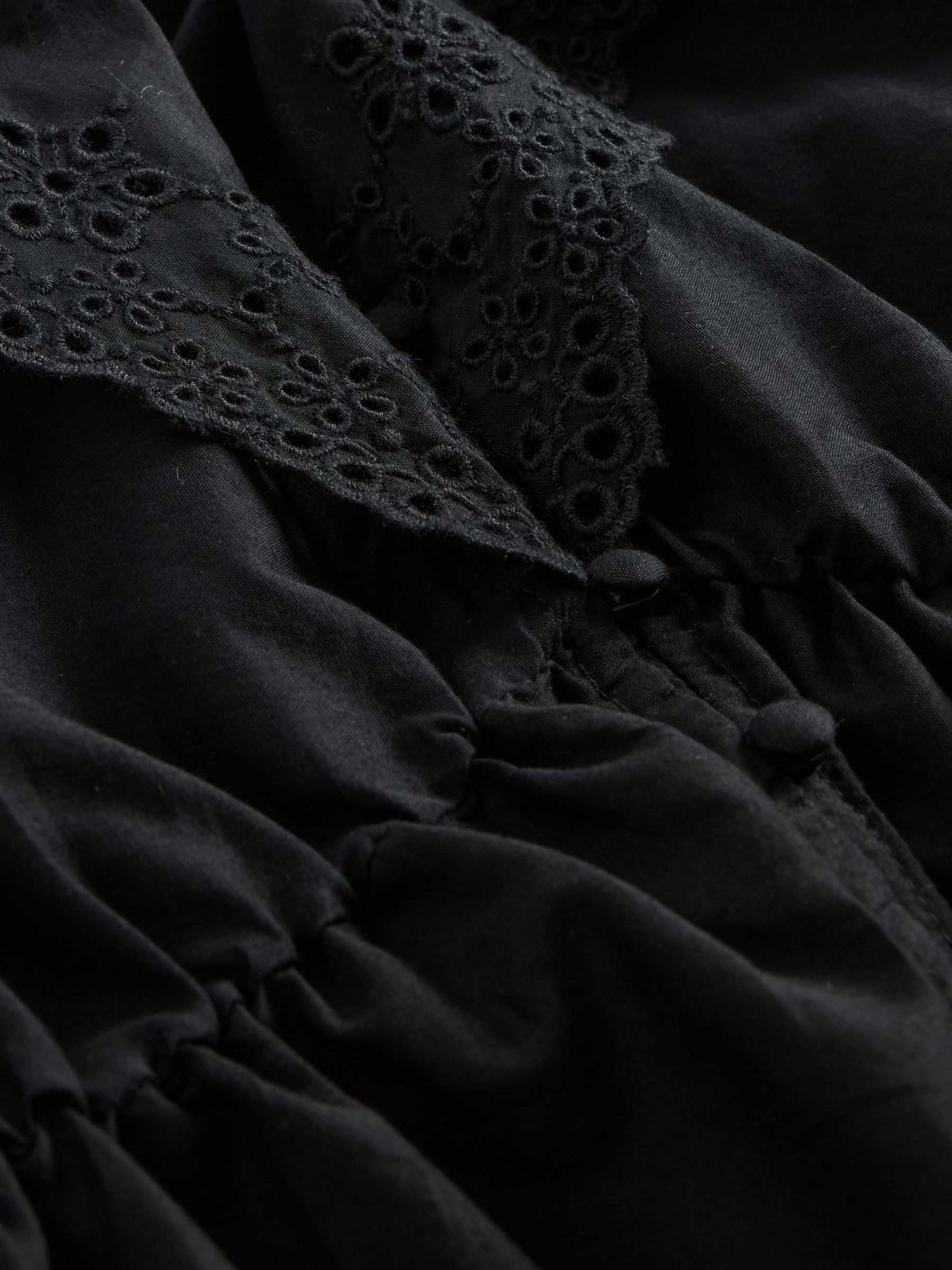Black Ruffle Collar V-Neck Top - Image 4 of 4