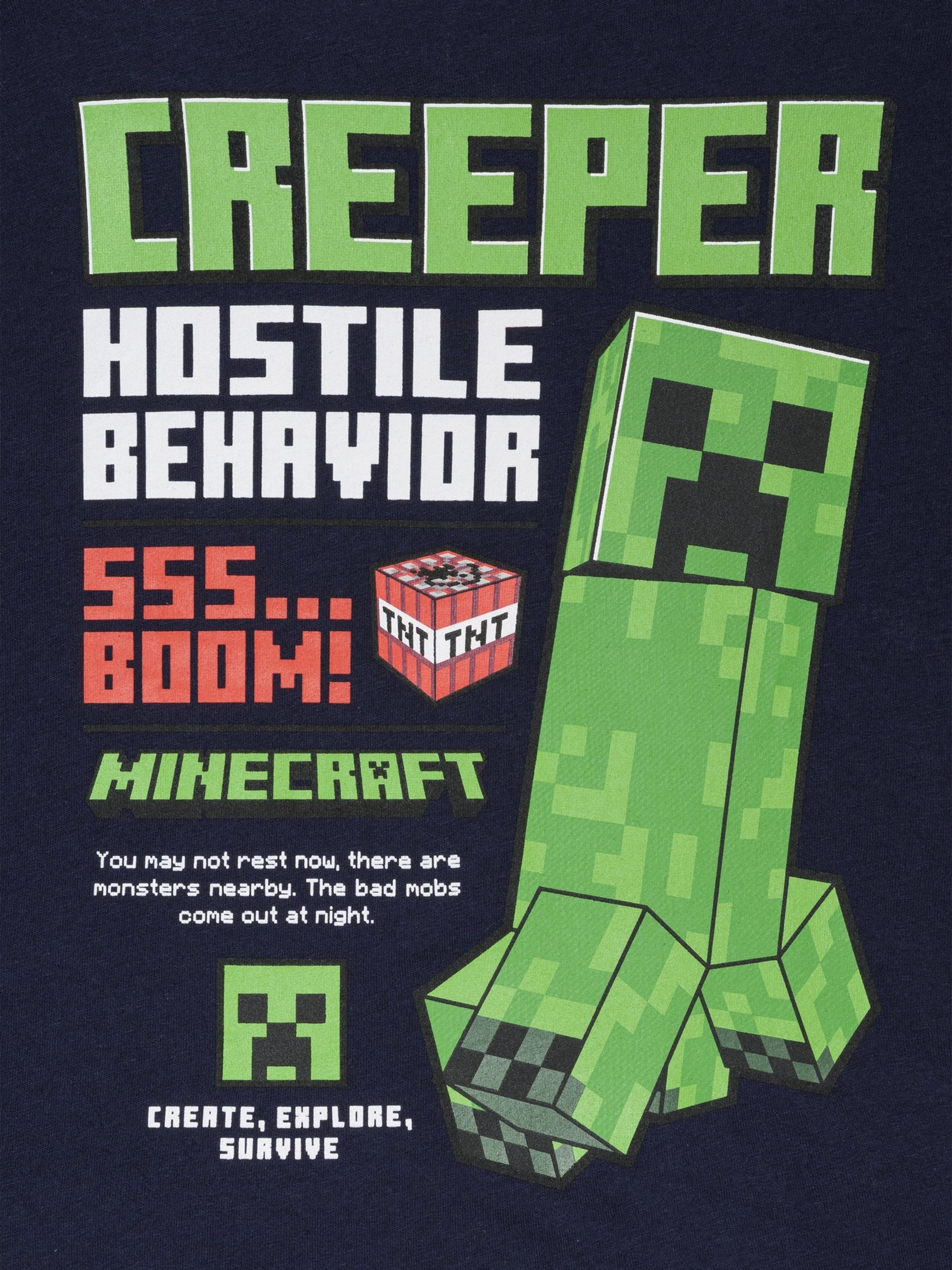 Navy Blue Minecraft Graphic T-Shirt (4-13yrs) - Image 3 of 3