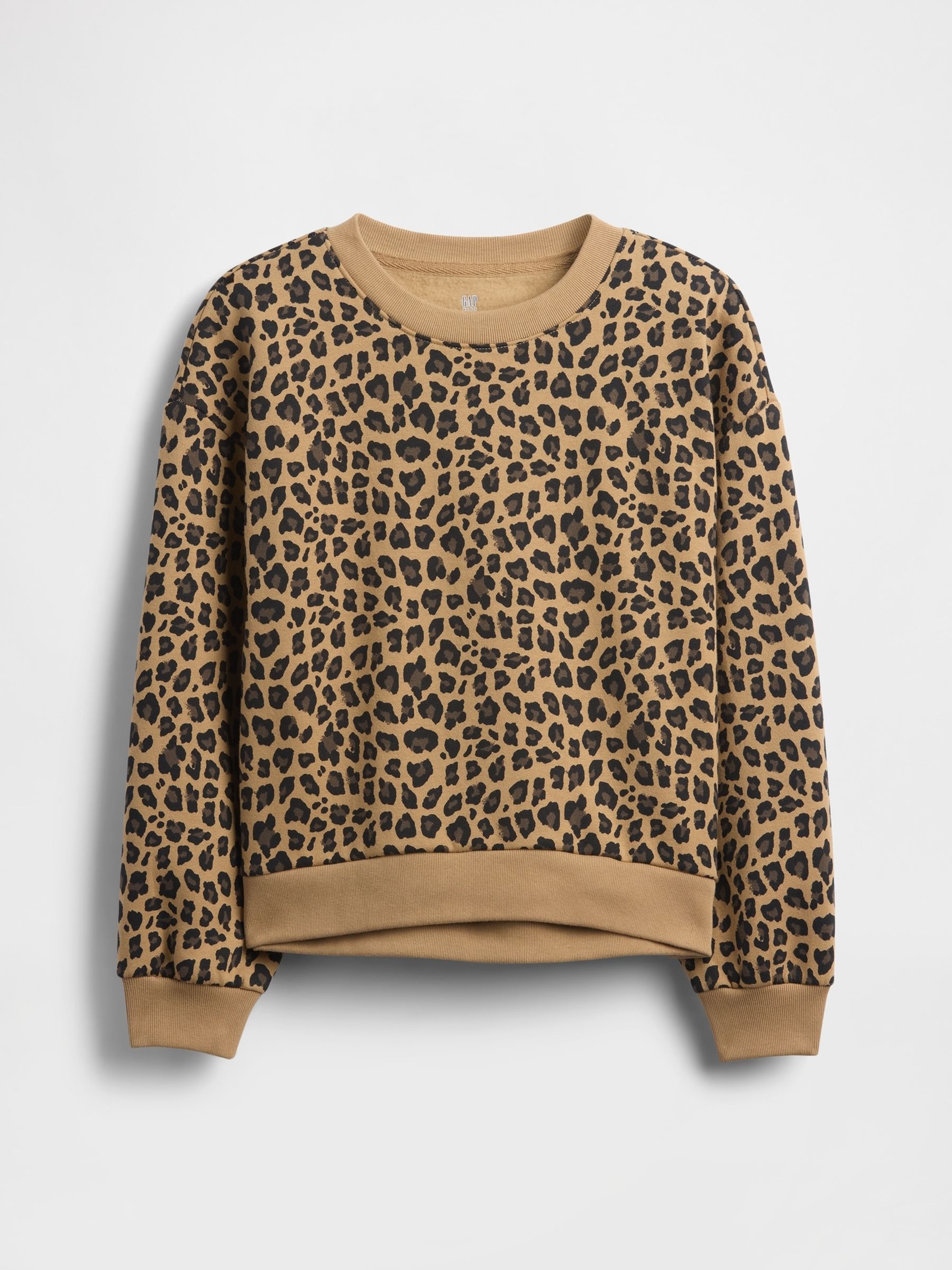 Leopard Print Brown VintageSoft Dolman Sweatshirt (4-13yrs) - Image 4 of 4