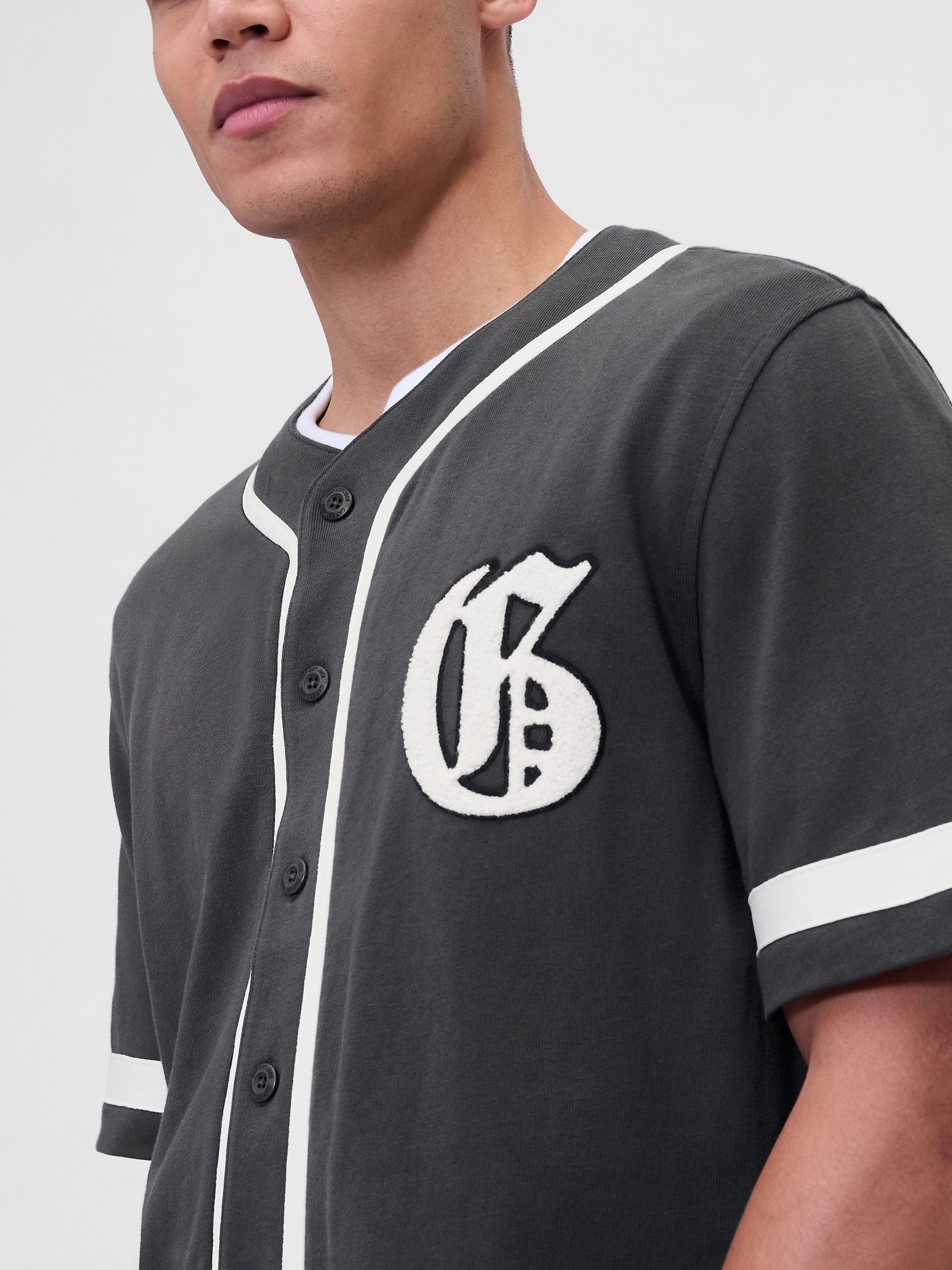 Grey/White Varsity Logo Baseball Jersey T-Shirt - Image 4 of 4