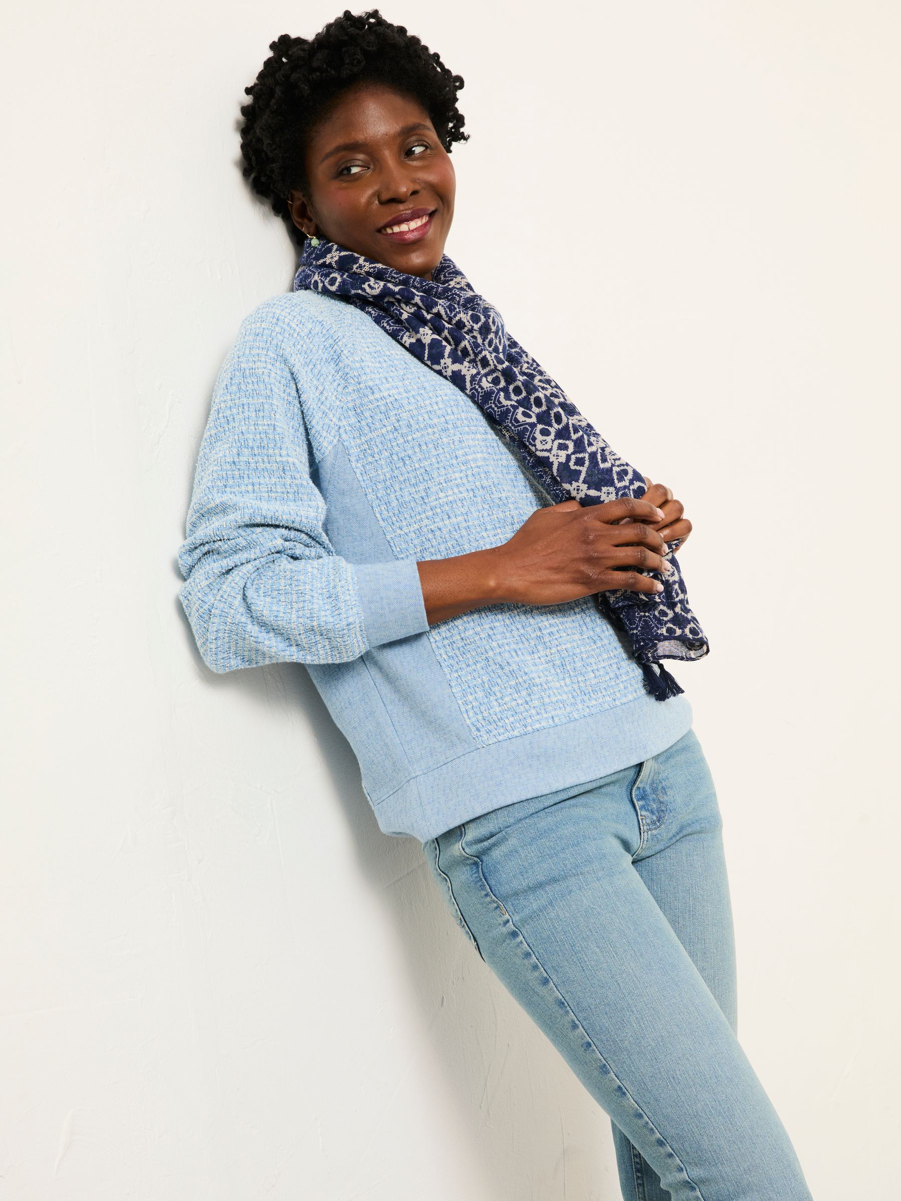 Sam Light Blue Textured Crew Sweat - Image 1 of 5