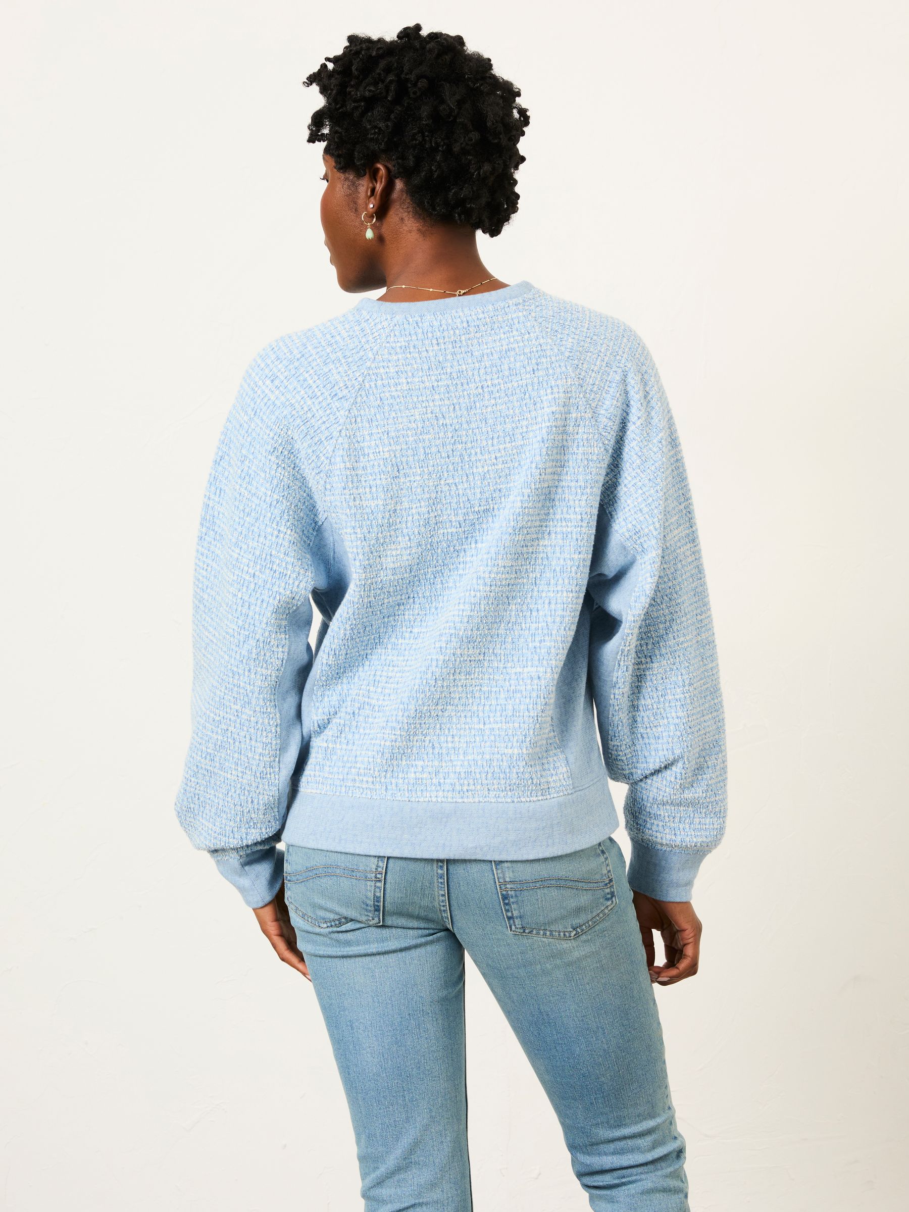 Sam Light Blue Textured Crew Sweat - Image 2 of 5
