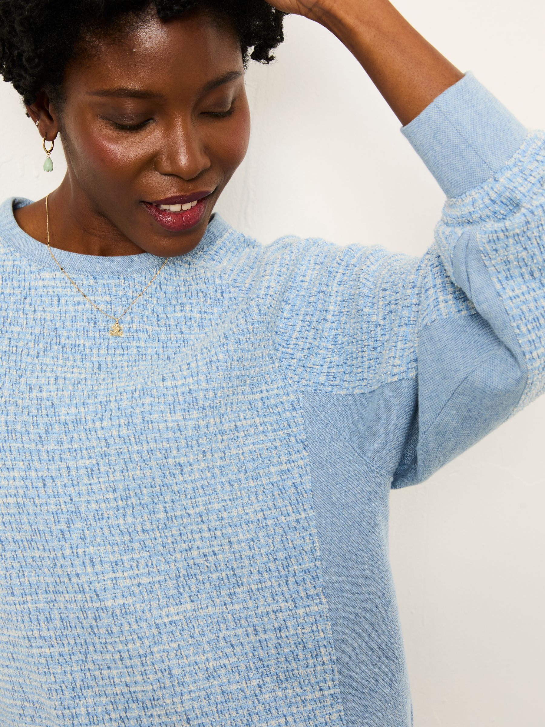 Sam Light Blue Textured Crew Sweat - Image 3 of 5