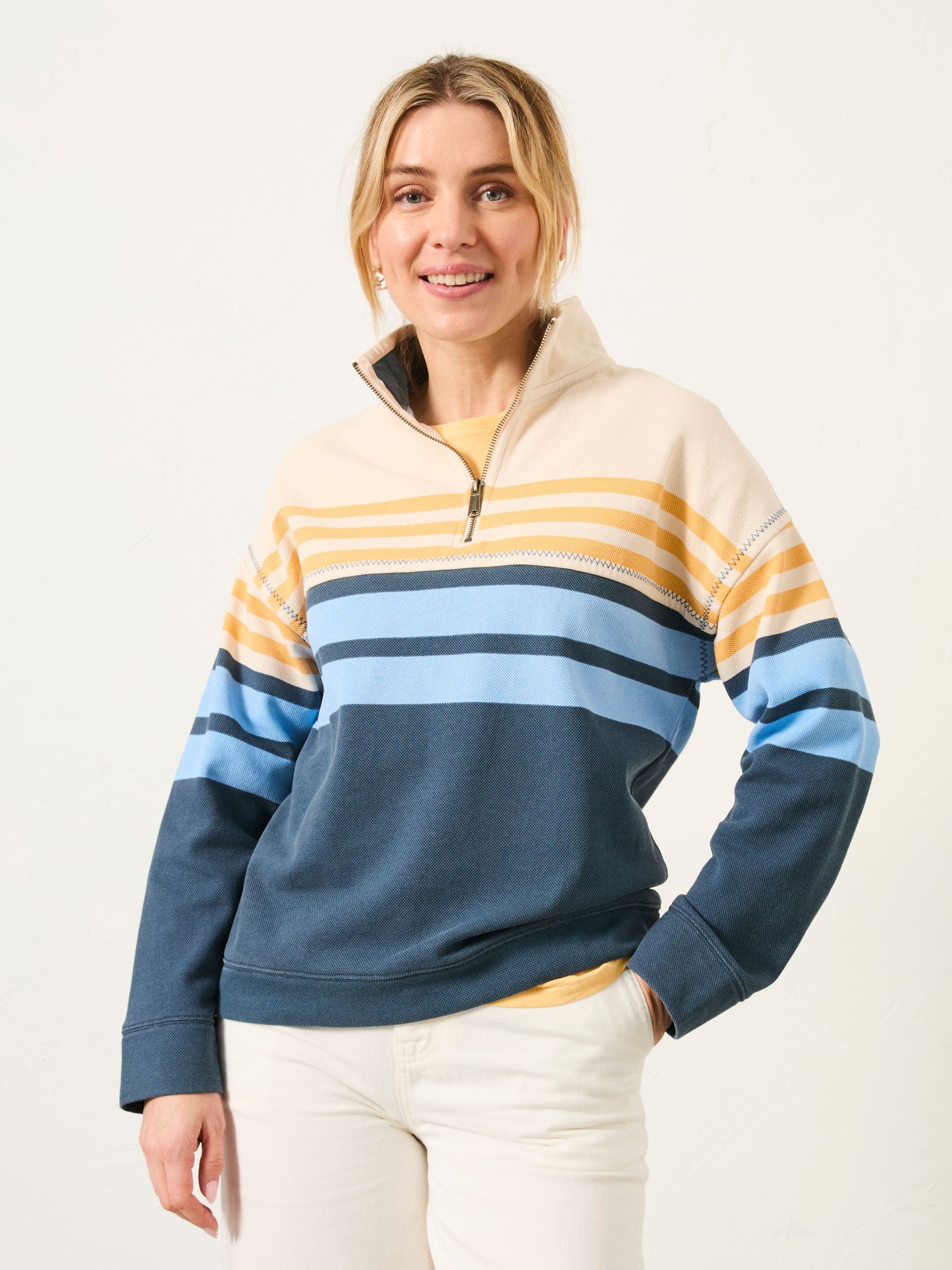 Airlie Blue Relaxed Stripe Half Neck Sweat - Image 1 of 6