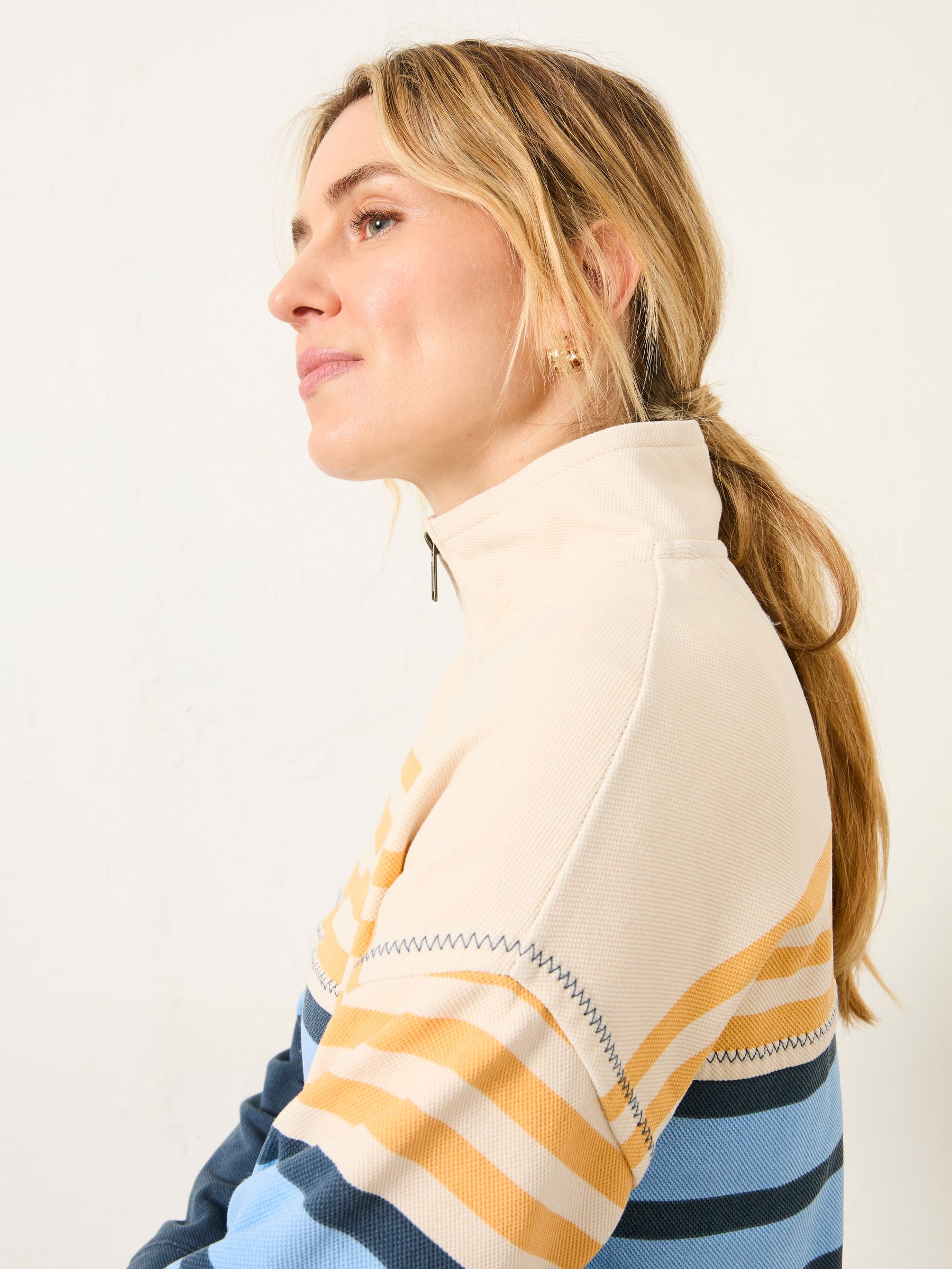 Airlie Blue Relaxed Stripe Half Neck Sweat - Image 3 of 6
