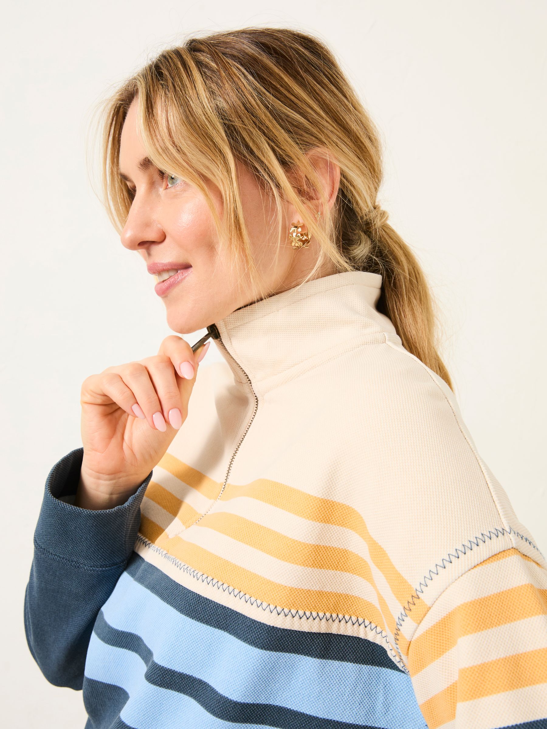 Airlie Blue Relaxed Stripe Half Neck Sweat - Image 5 of 6