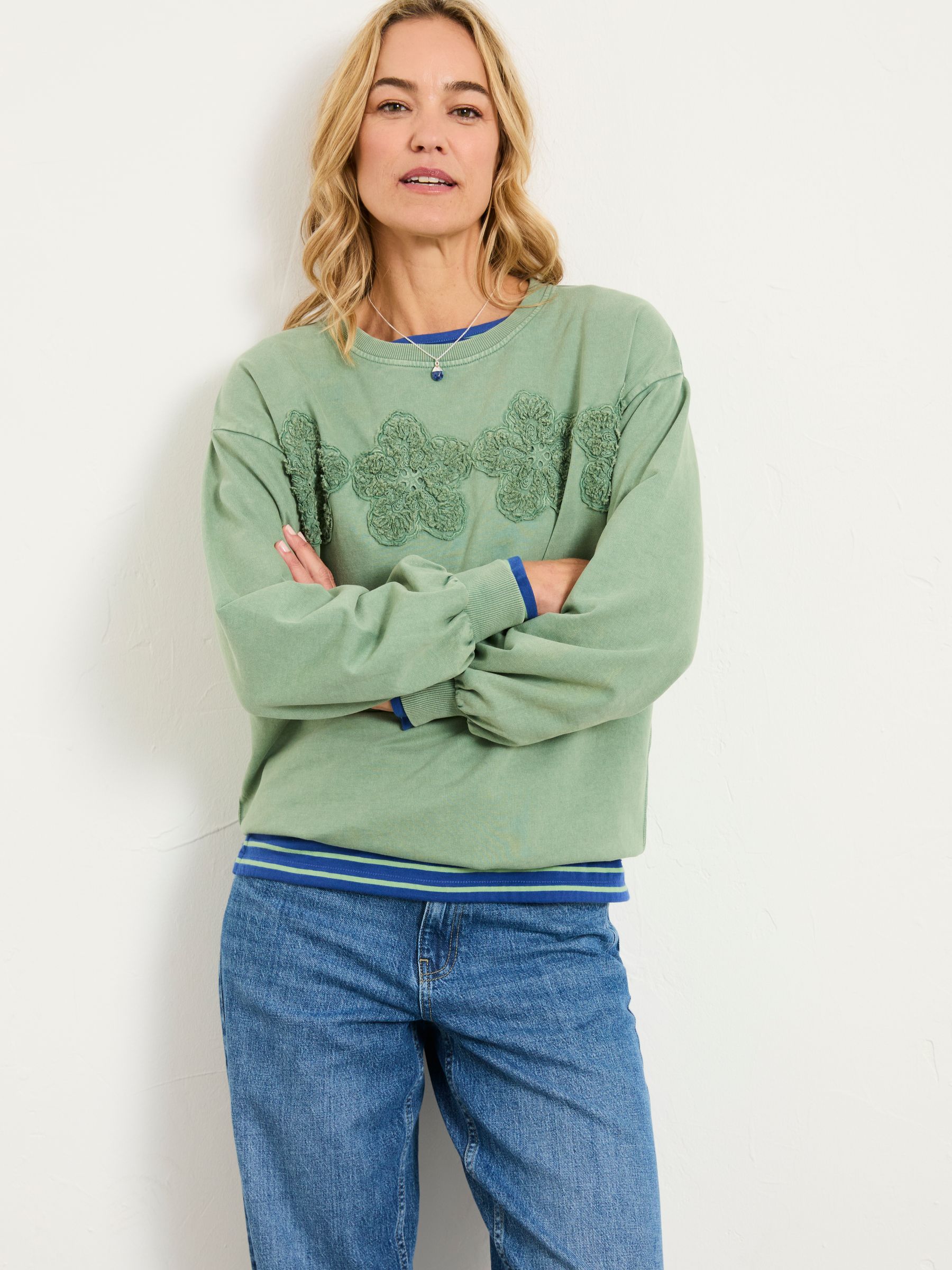 Alex Jade Green Floral Placement Crew Sweat - Image 1 of 6