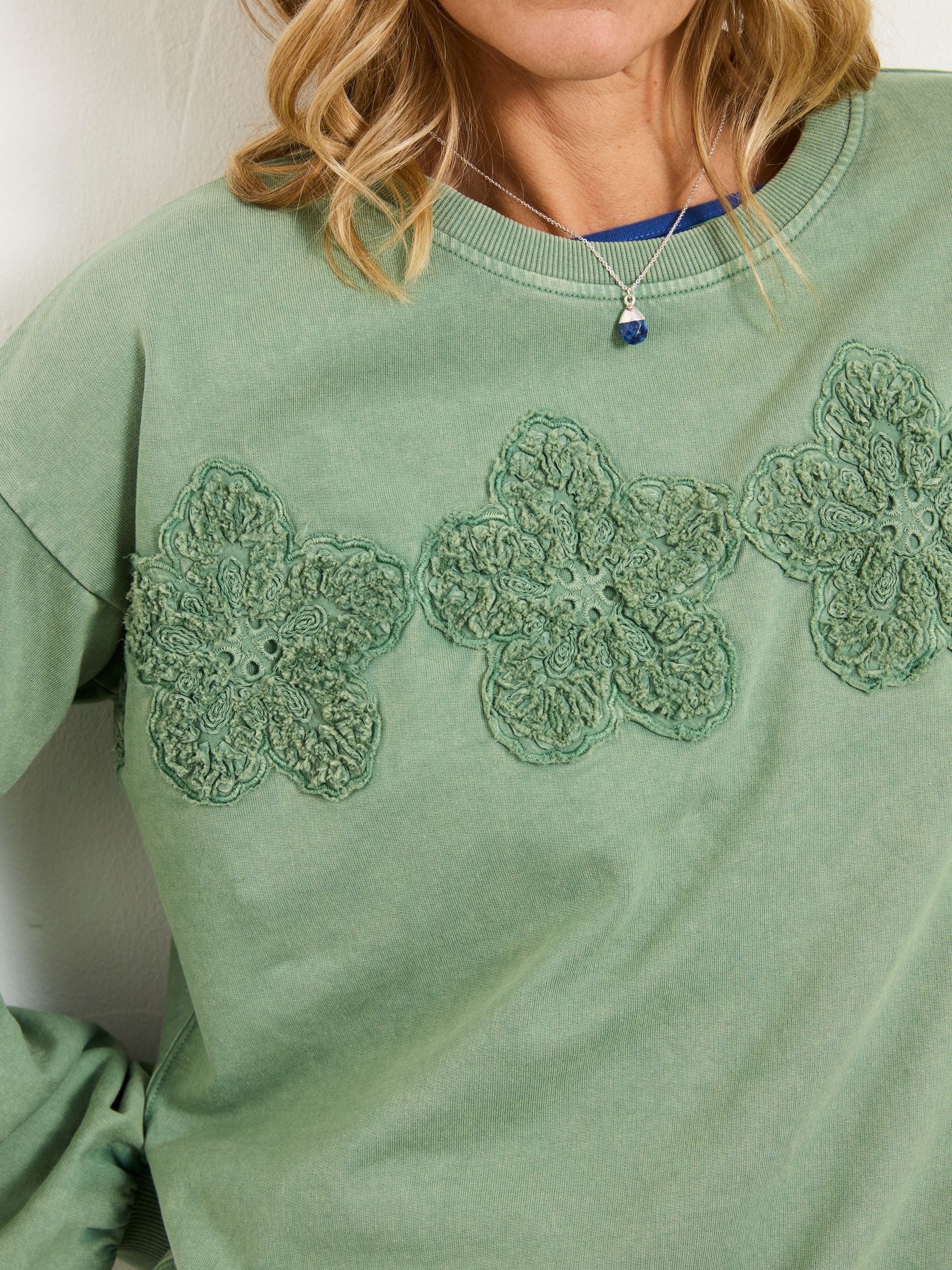 Alex Jade Green Floral Placement Crew Sweat - Image 3 of 6