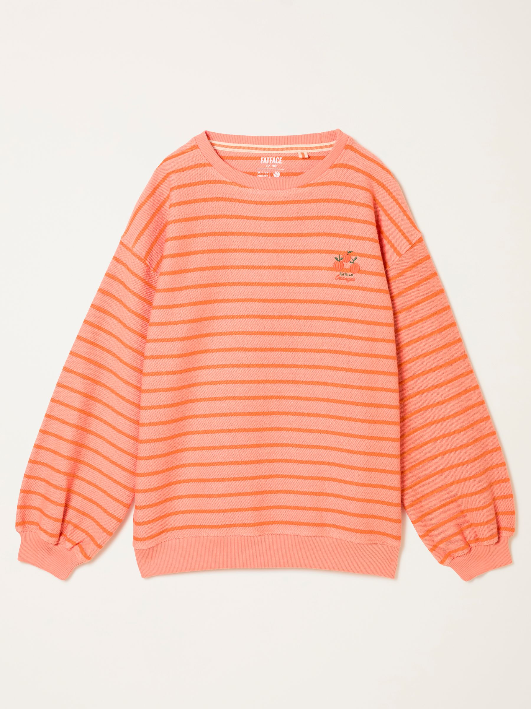 Alex Bright Orange Textured Stripe Crew Sweat - Image 5 of 5