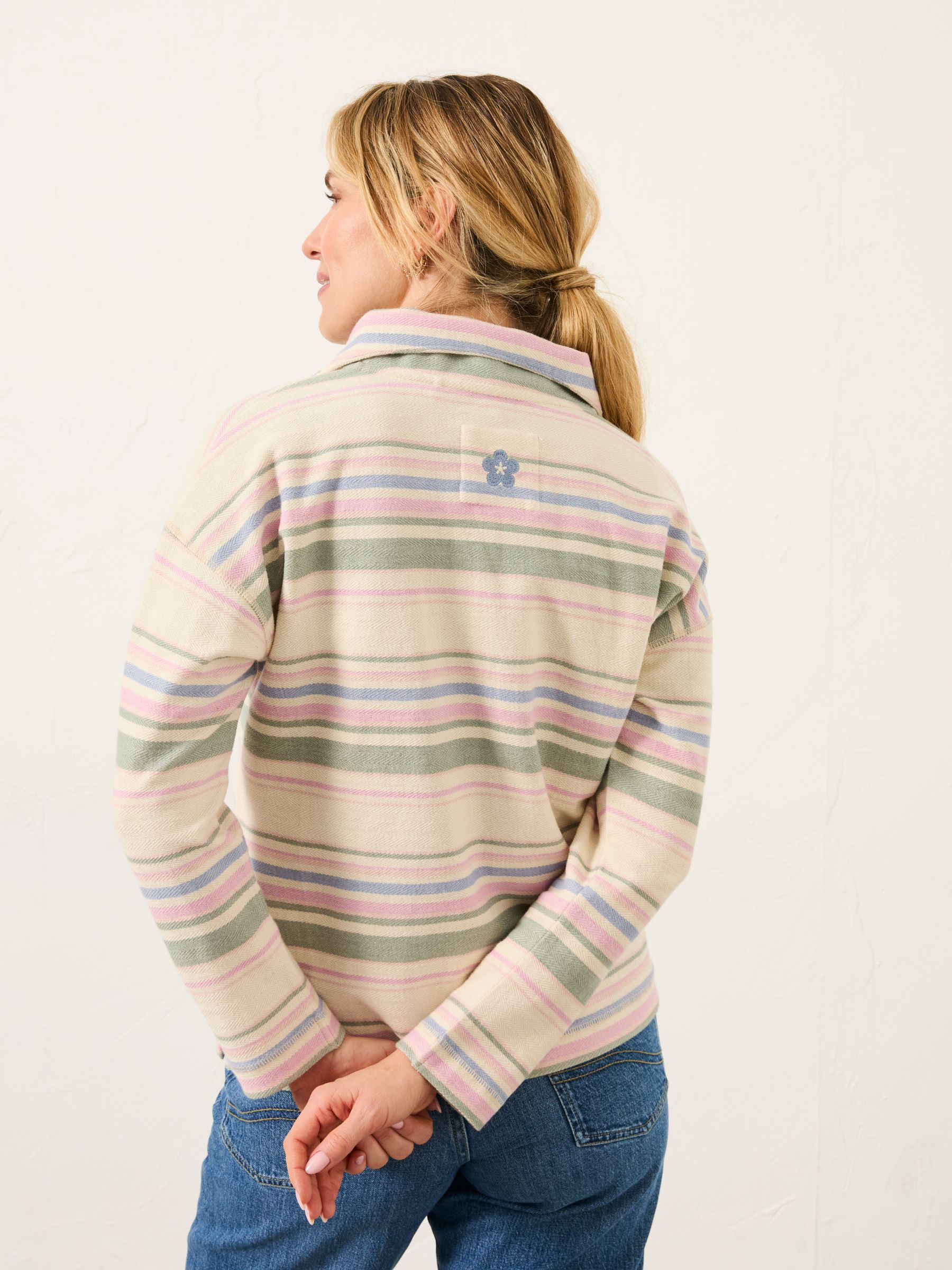 Thea Multi Textured Stripe Half Neck Sweat - Image 2 of 6 Thea Multi Textured Stripe Half Neck Sweat - Image 2 of 6