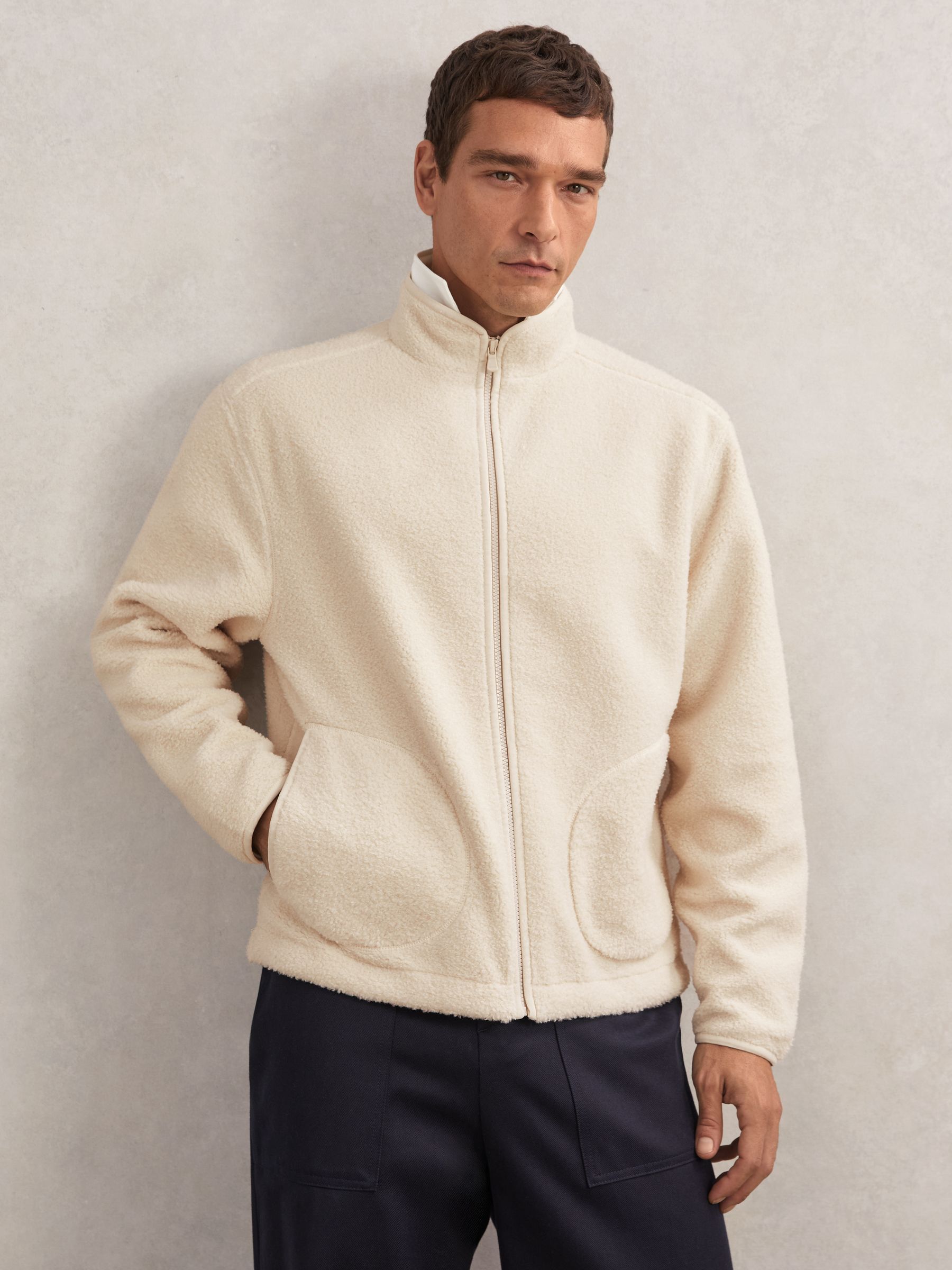 Fleece Zip-Through Jacket in Ecru - image 2