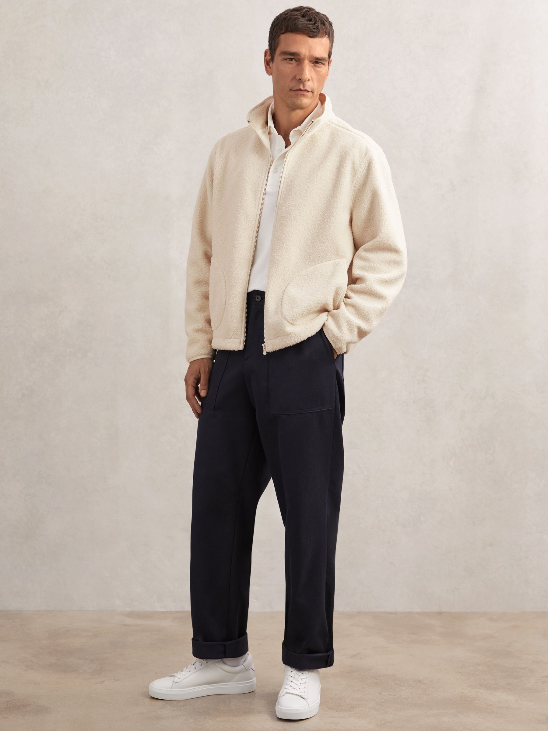 Fleece Zip-Through Jacket in Ecru - image 5