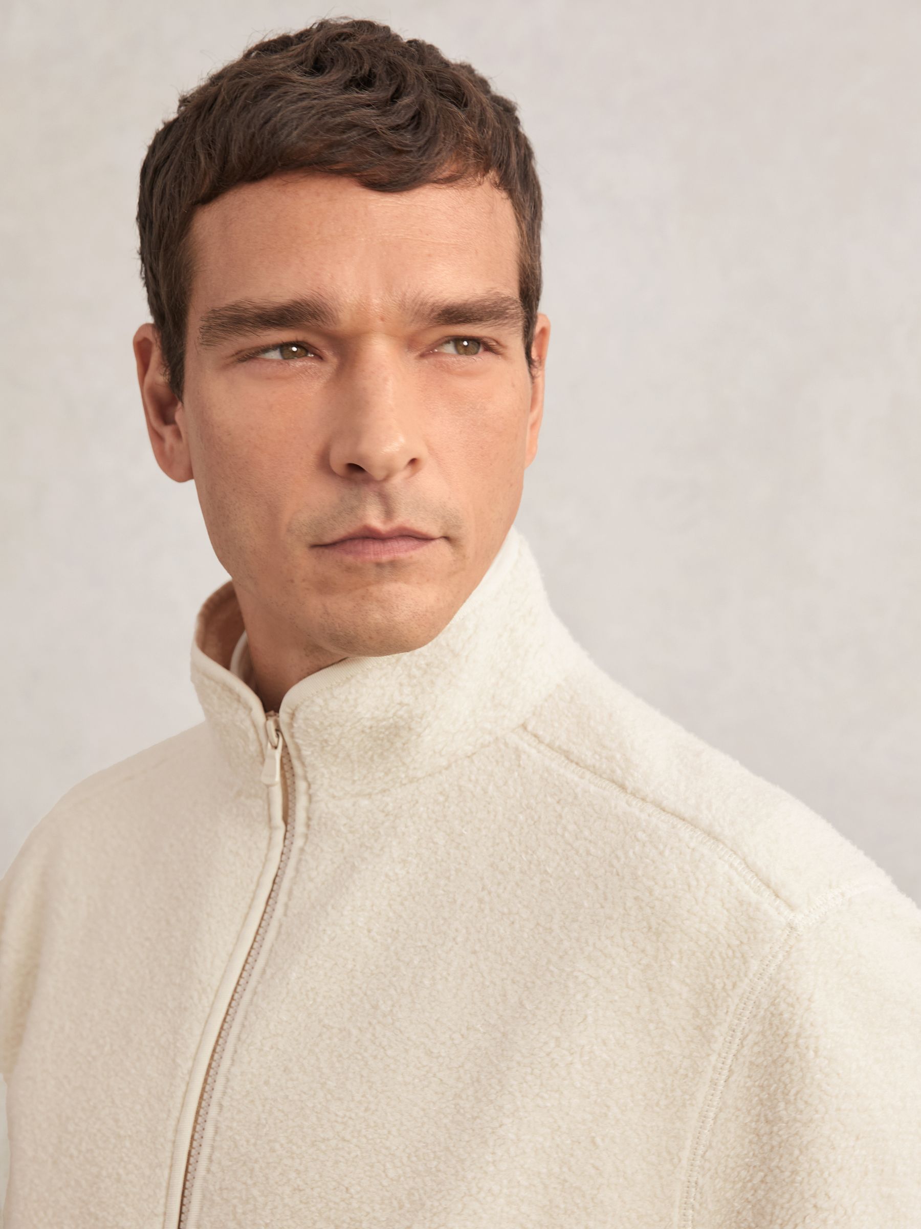 Fleece Zip-Through Jacket in Ecru - image 3