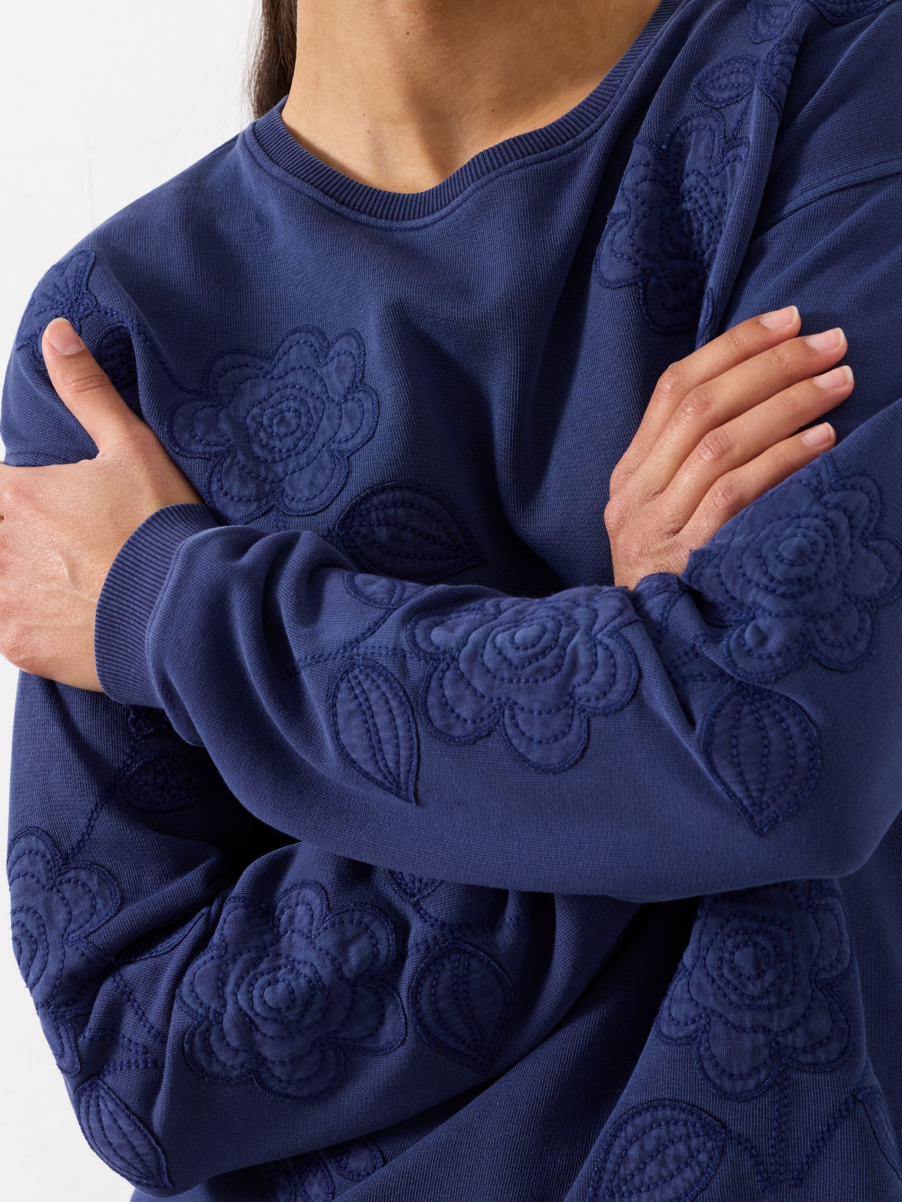 Blue Applique Floral Crew Sweat - Image 3 of 5
