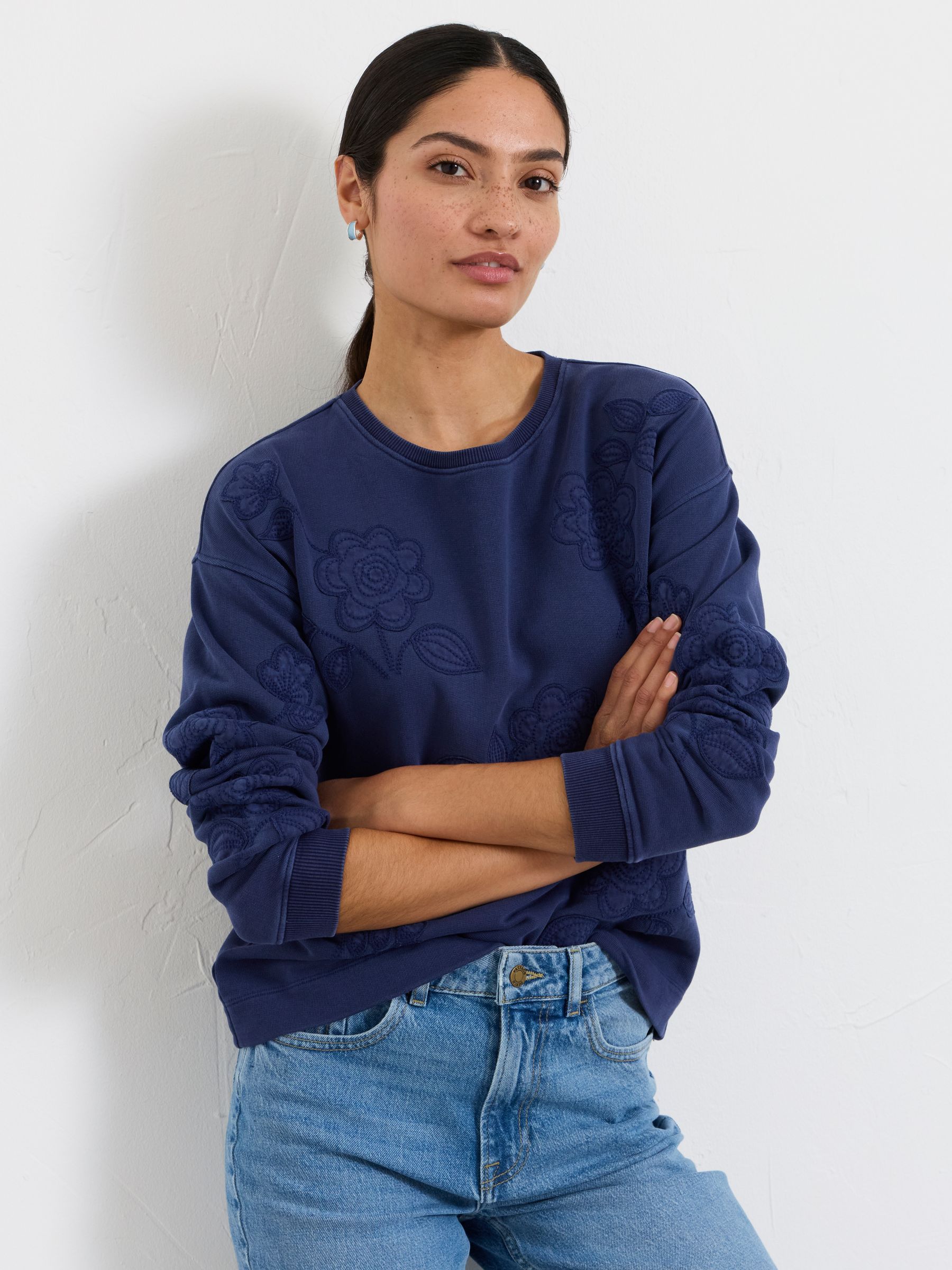 Blue Applique Floral Crew Sweat - Image 4 of 5
