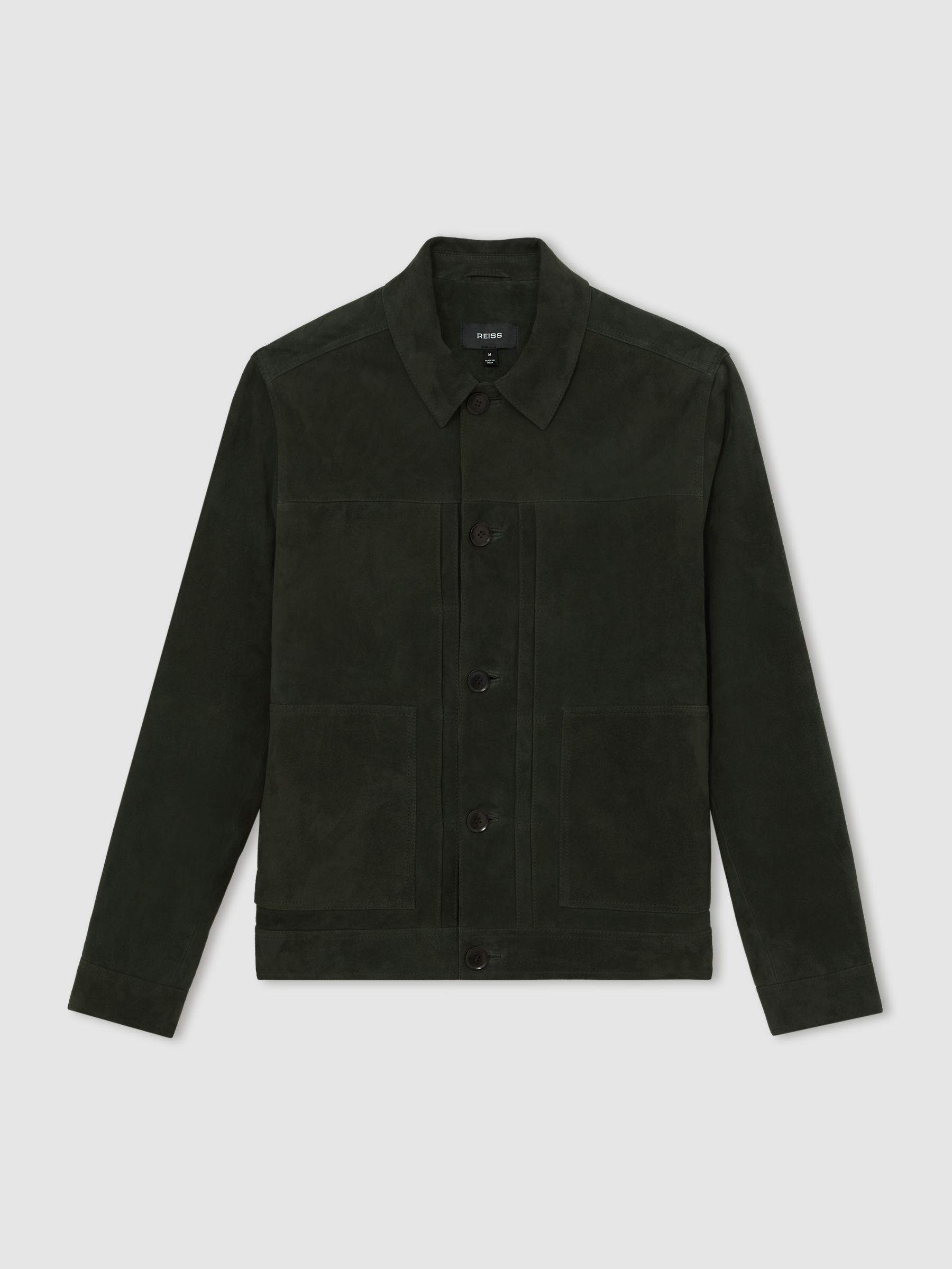 Suede Worker Jacket in Dark Green - Image 2 of 7