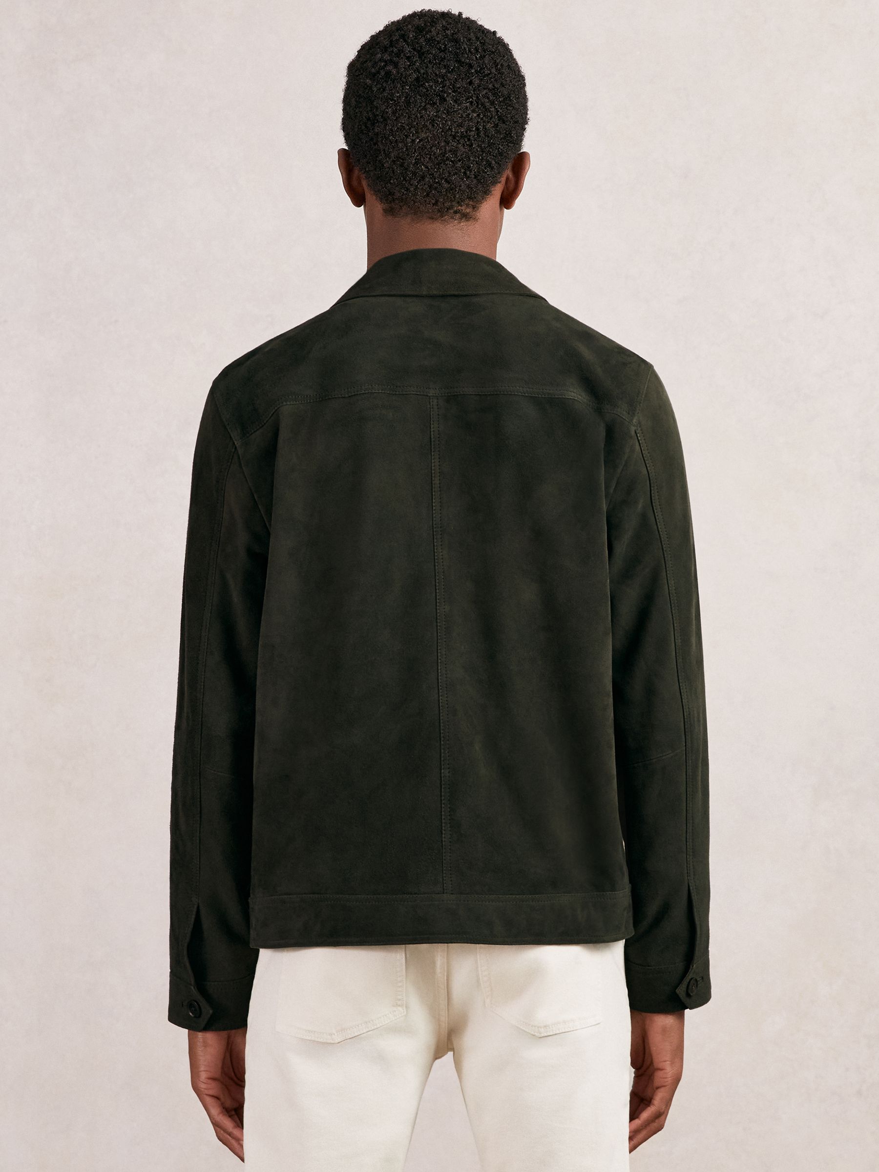 Reiss Suede Worker Jacket in Dark Green | REISS
