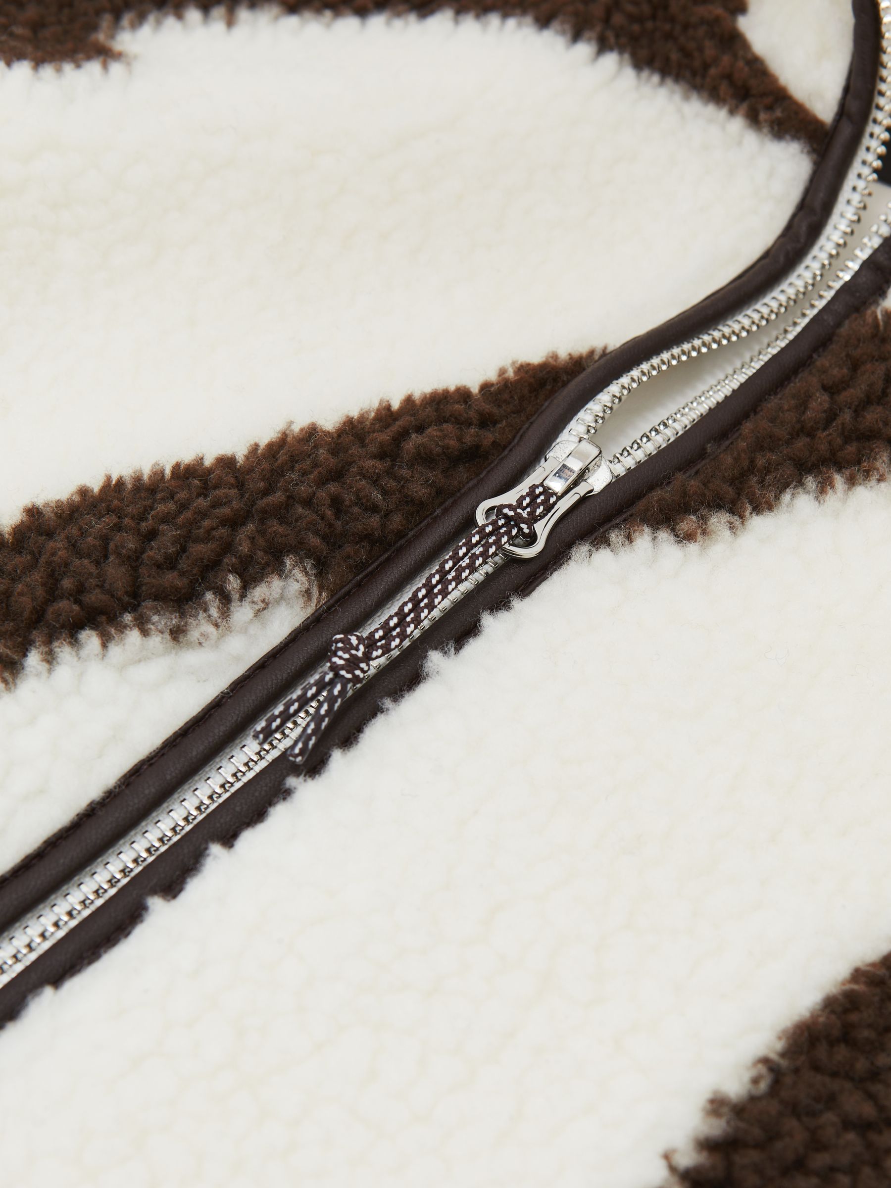 Monogram Motif Relaxed Fleece Jacket in White/Brown - image 2
