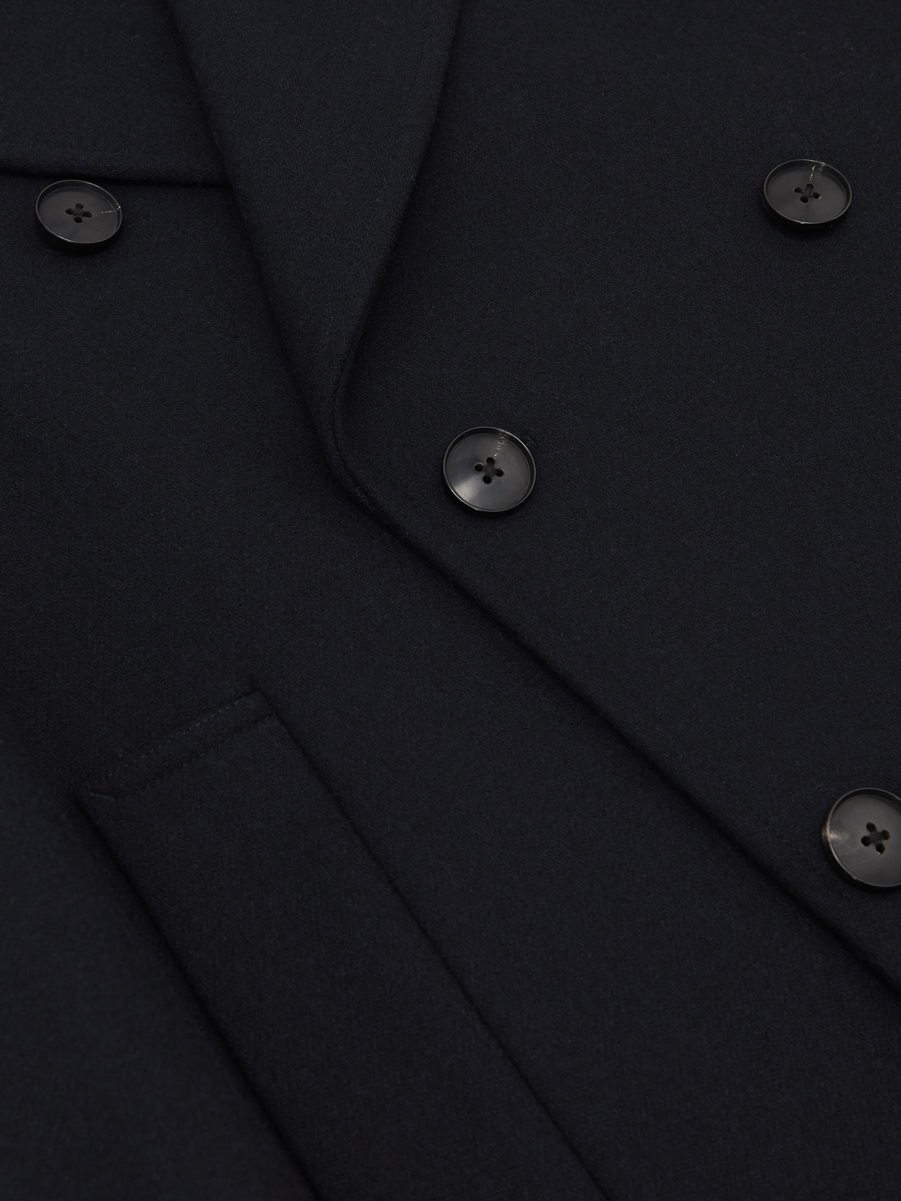 Wool-Blend Double-Breasted Pea Coat in Navy - image 3