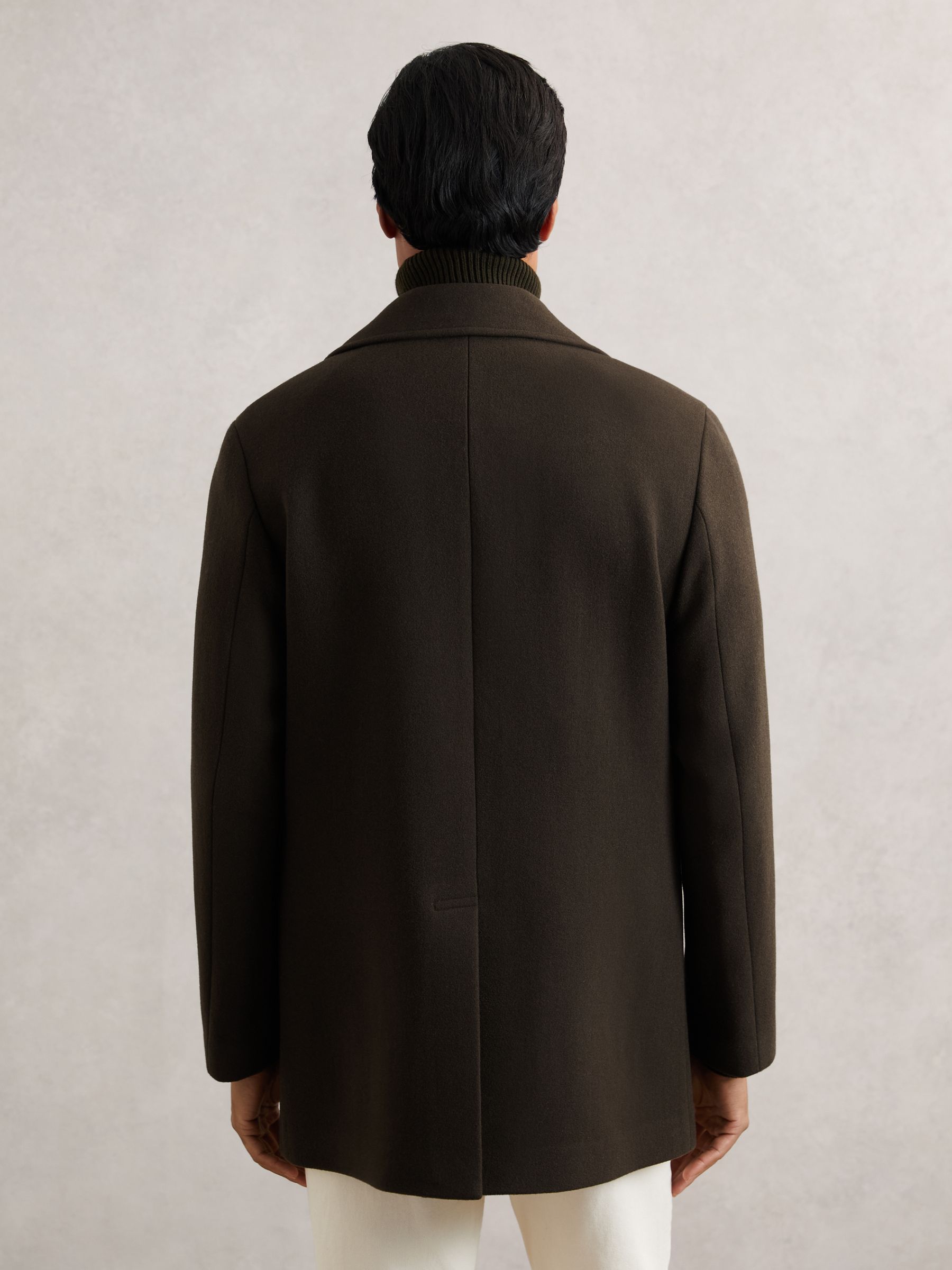 Wool-Blend Double-Breasted Pea Coat in Dark Green - image 4