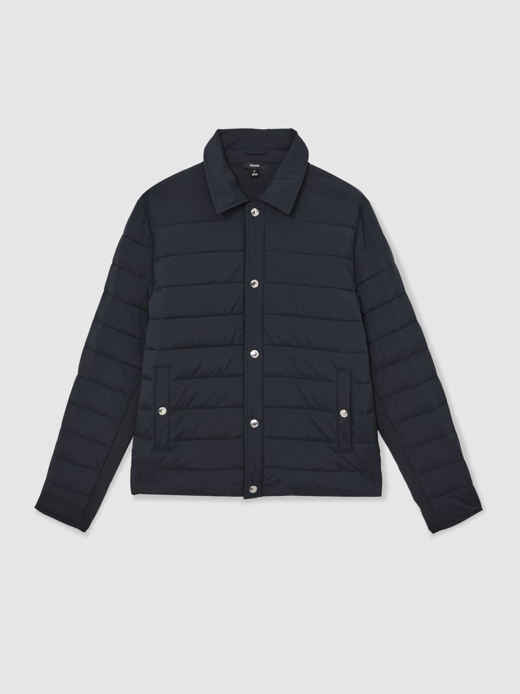 Quilted Hybrid Press-Stud Jacket in Navy - image 1