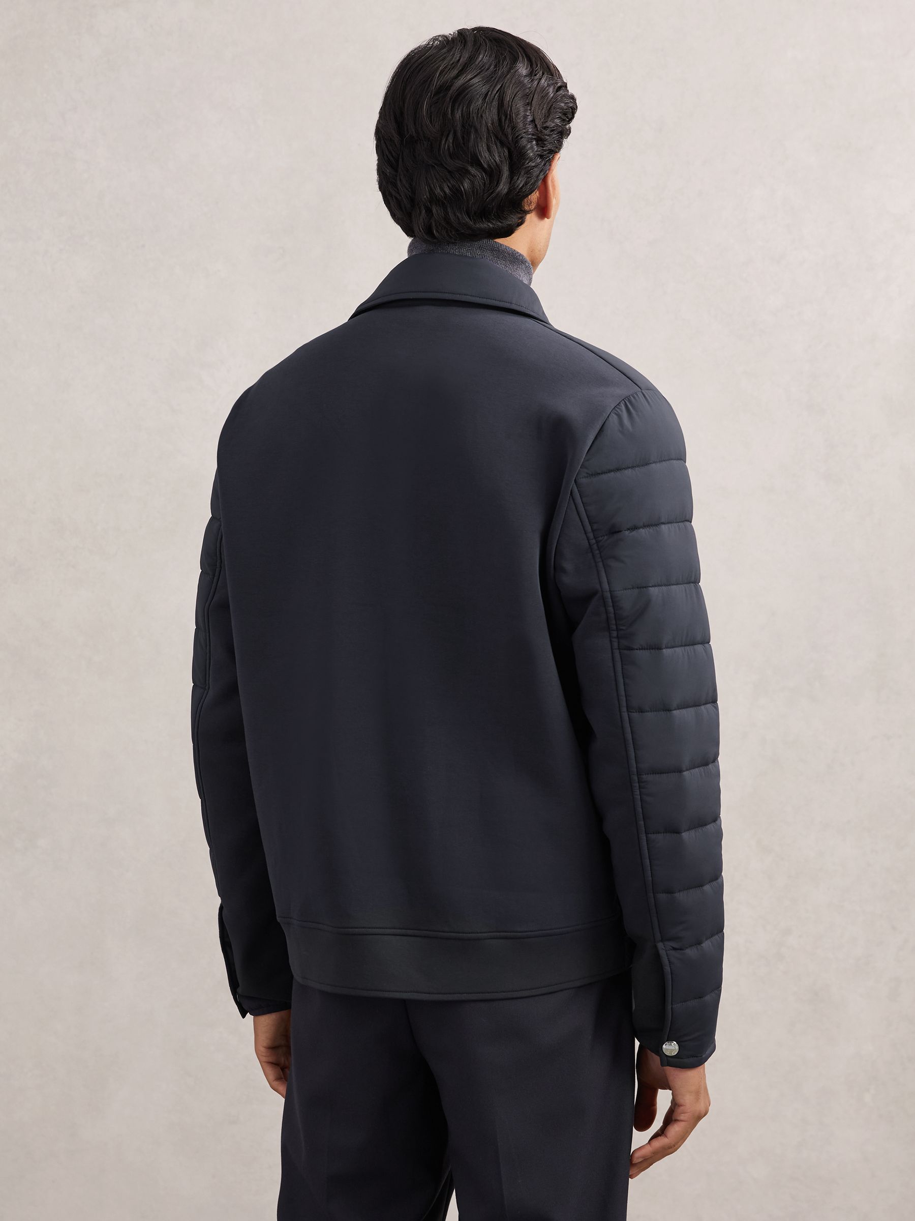 Quilted Hybrid Press-Stud Jacket in Navy - image 4