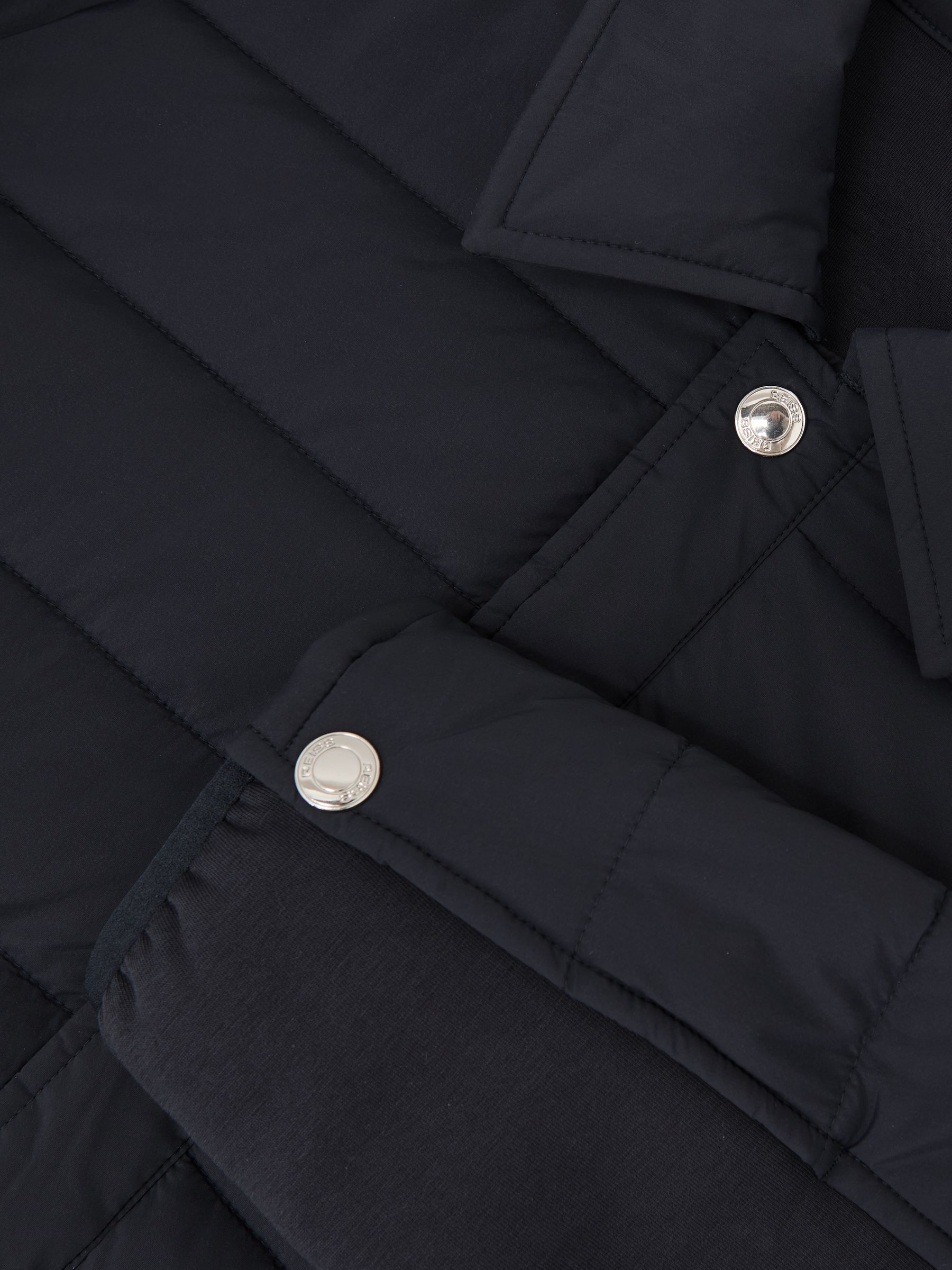 Quilted Hybrid Press-Stud Jacket in Navy - image 3