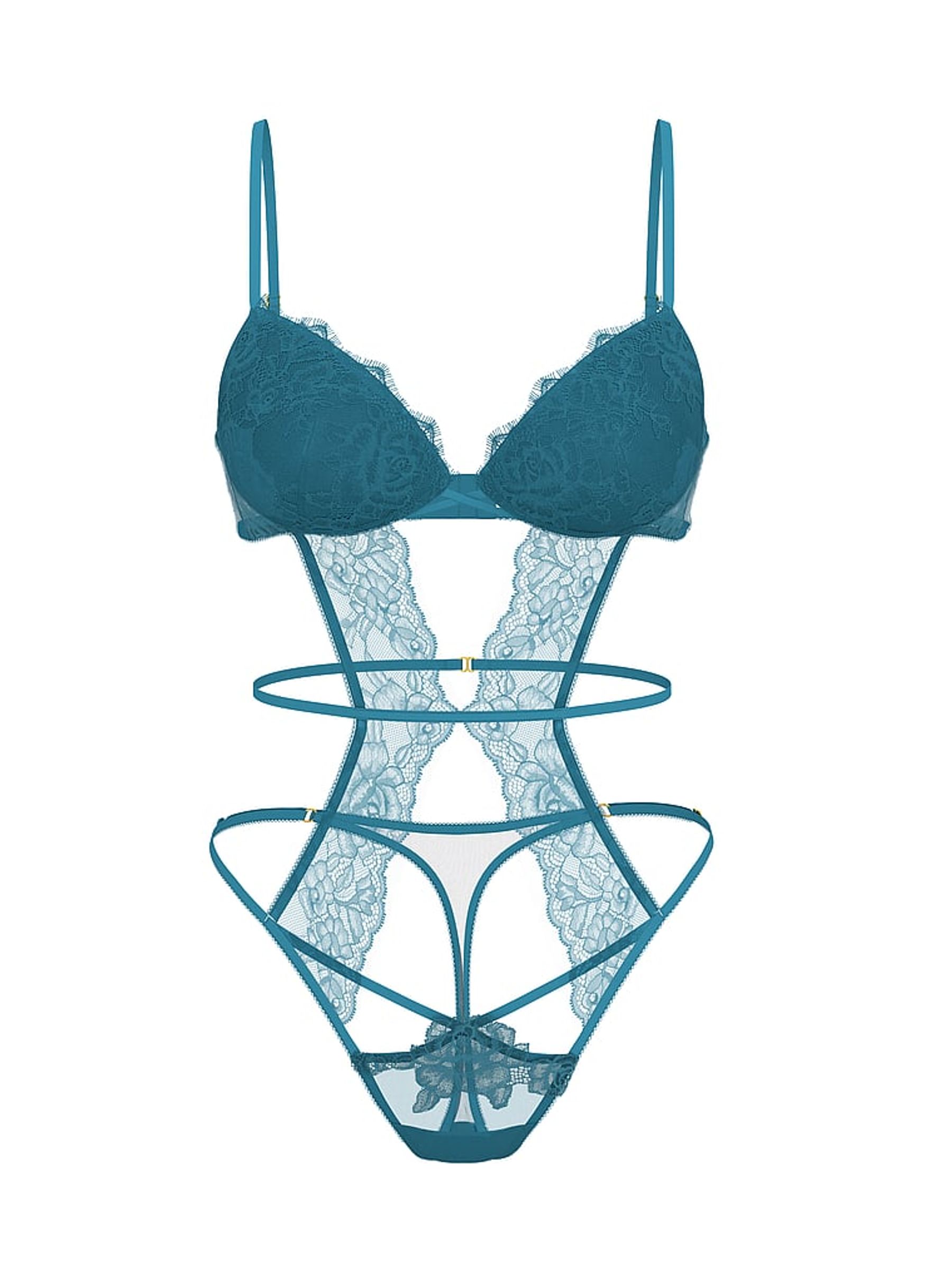 Pale Jade Blue Lace Lightly Lined Bodysuit - Image 3 of 3