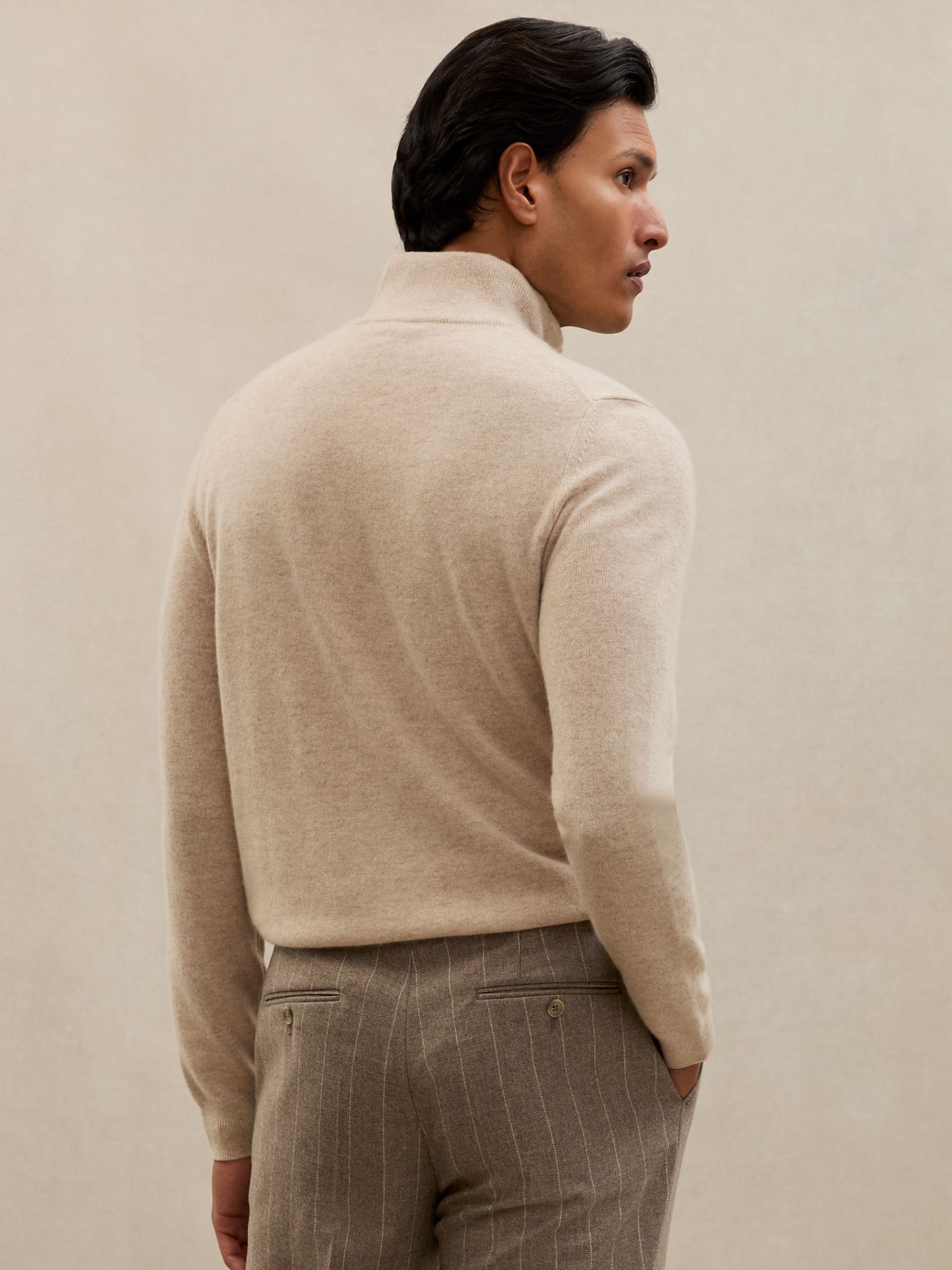 Atelier 100% Cashmere Half-Zip Jumper in Oatmeal Melange - image 4
