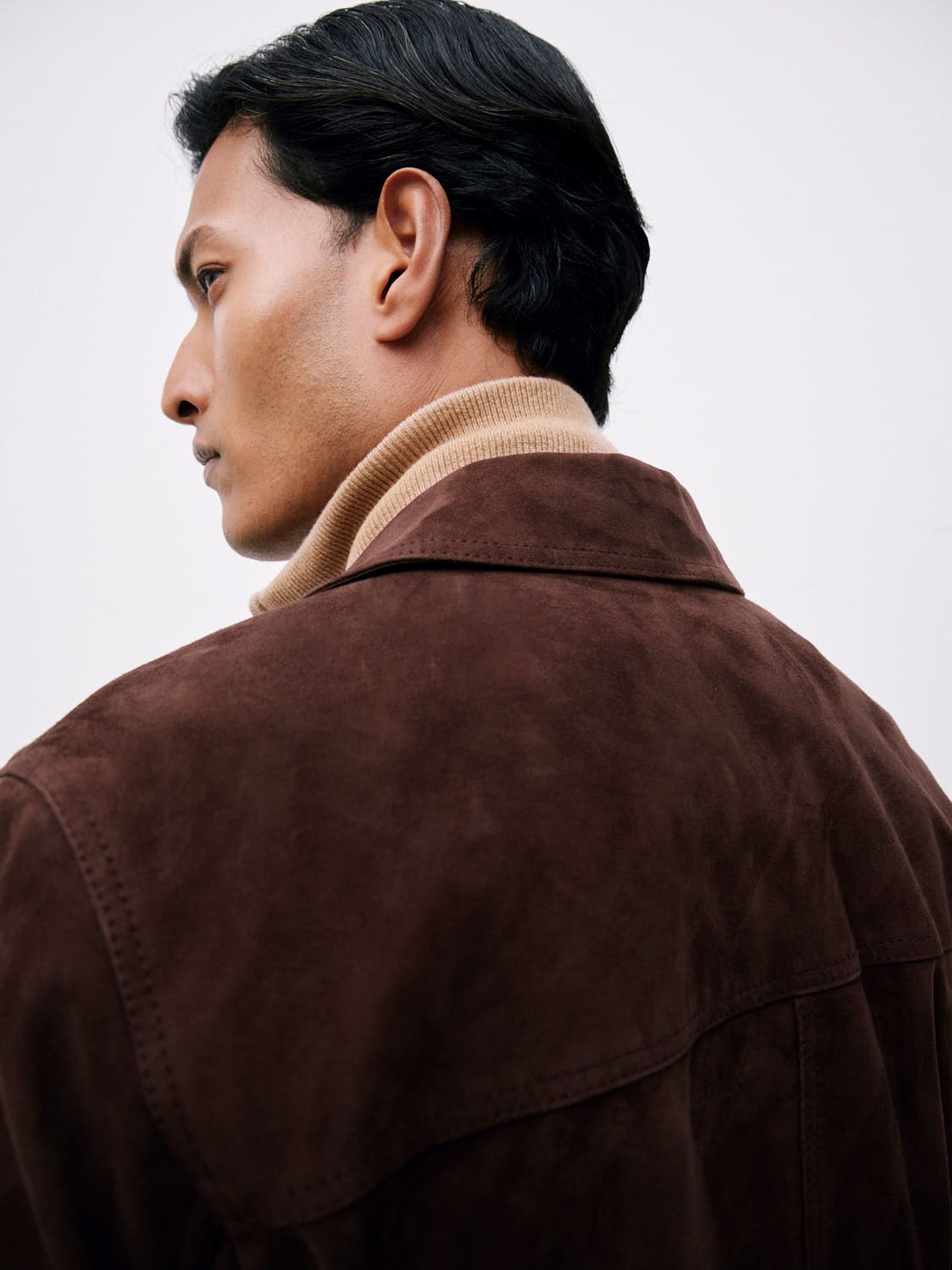 Atelier 100% Cashmere Cable Zip Jumper in Camel Brown - Image 4 of 5