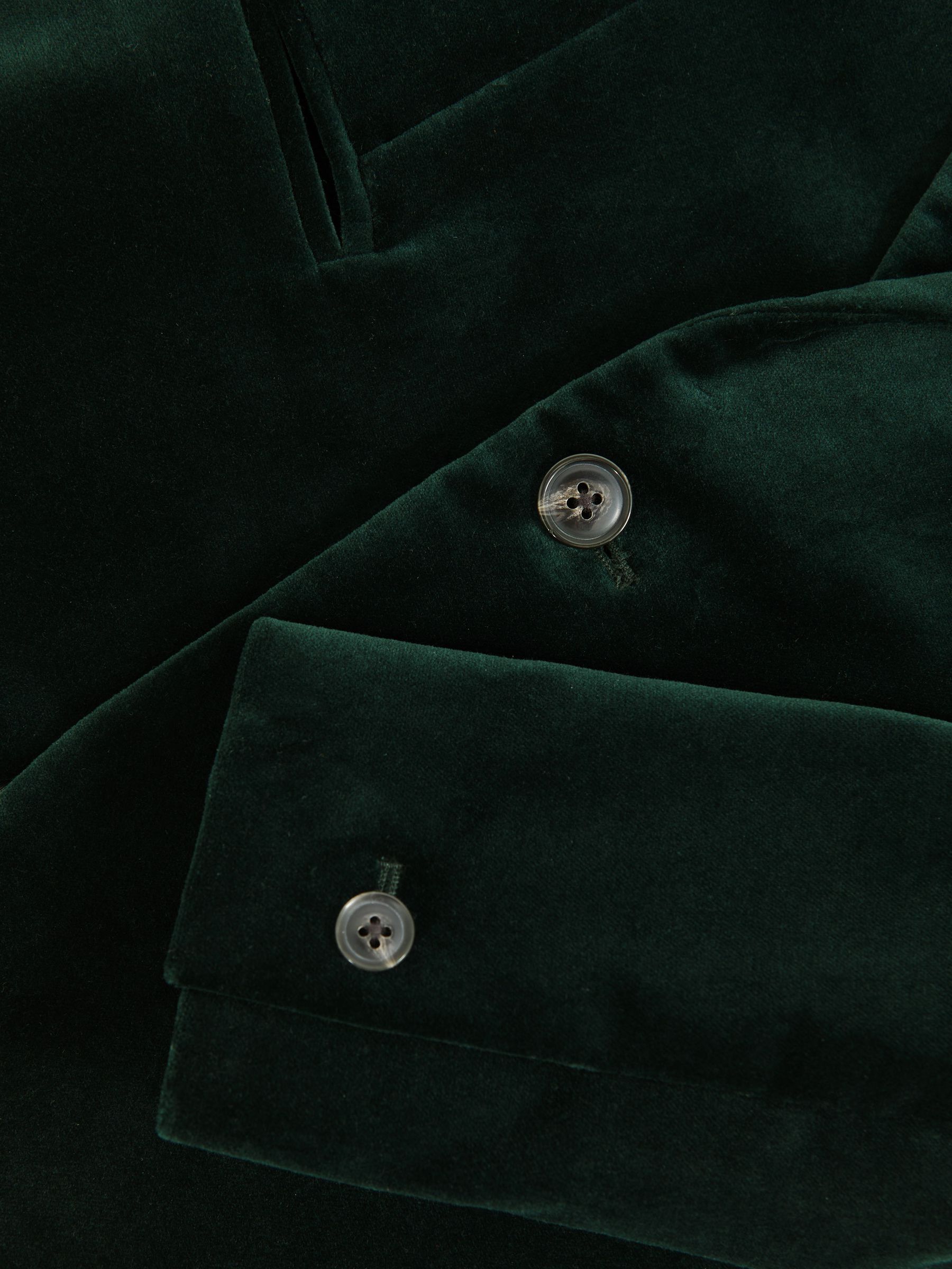 Single-Breasted Velvet Blazer in Green - Image 4 of 4
