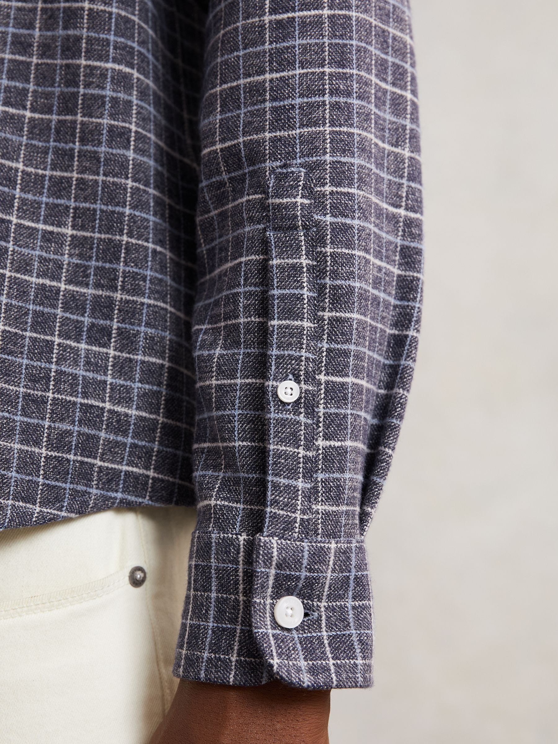 Check Twin-Pocket Jersey Overshirt in Indigo Blue - Image 5 of 8