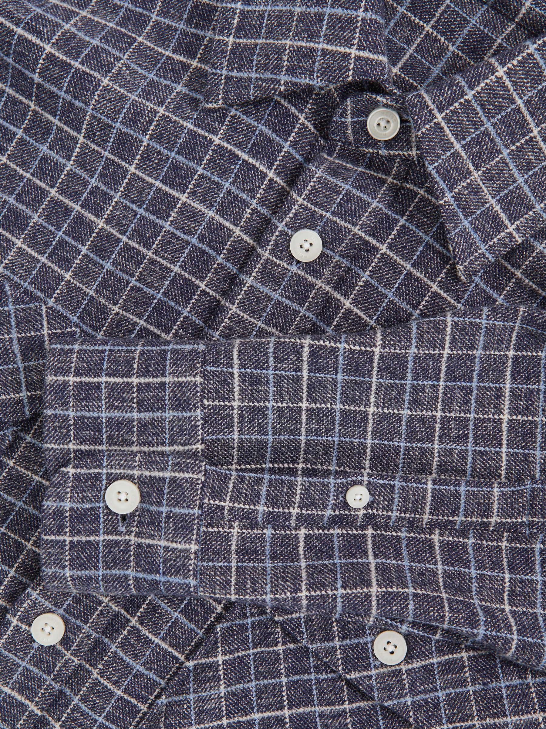 Check Twin-Pocket Jersey Overshirt in Indigo Blue - image 2