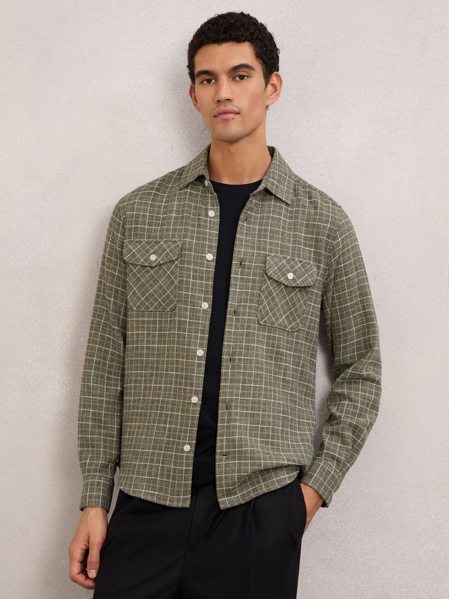 Check Twin-pocket Jersey Overshirt